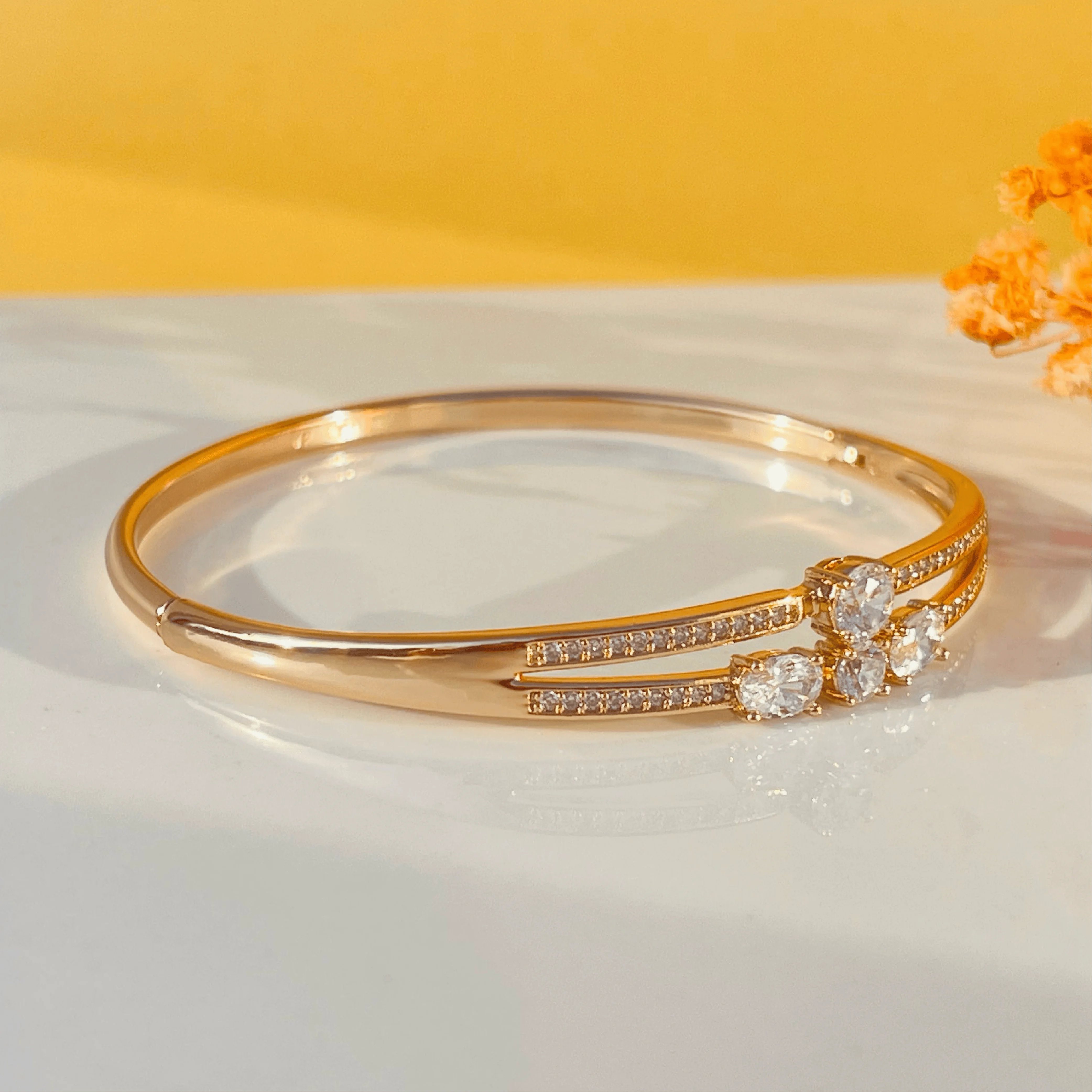 Luna Quad Crystal Gold Bangles