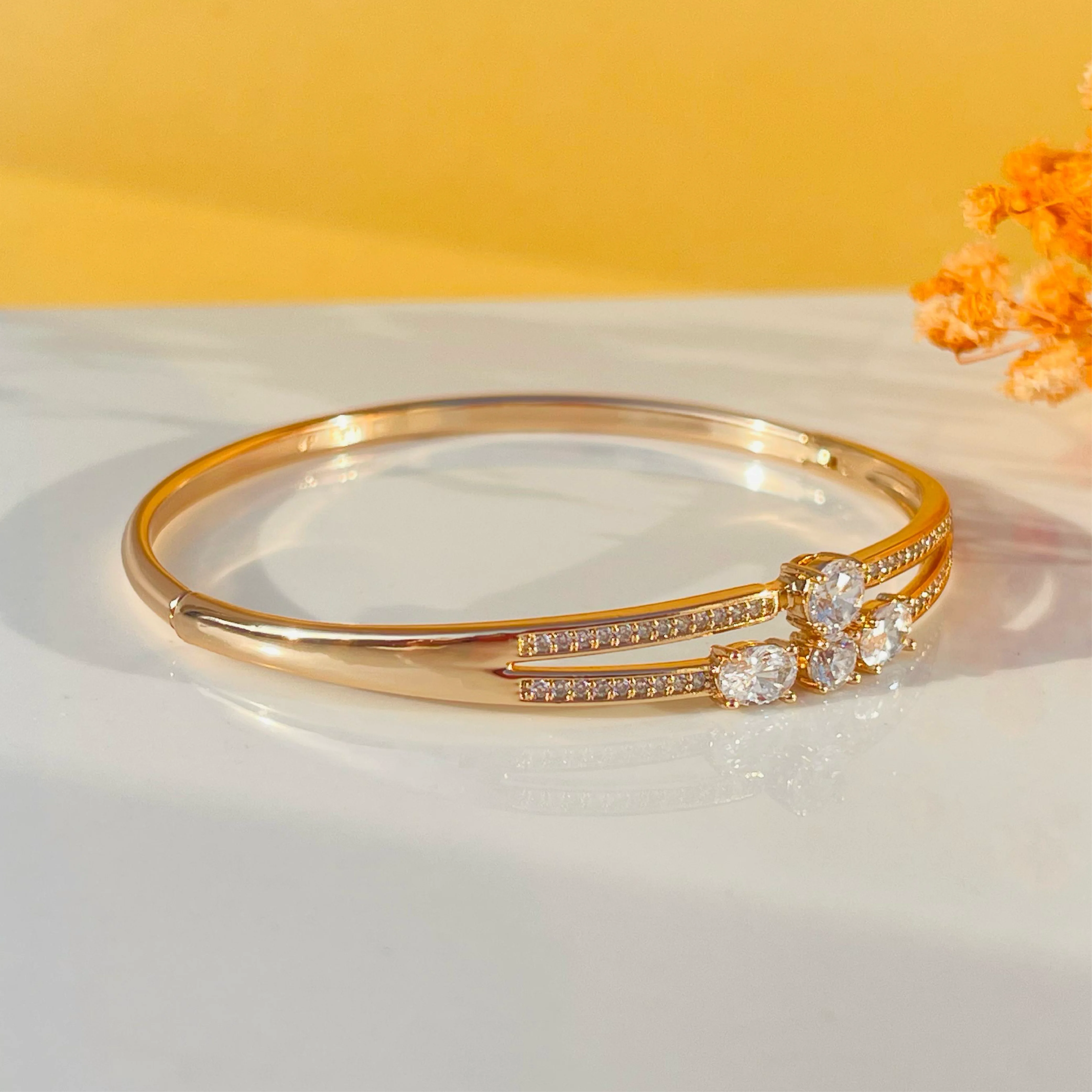 Luna Quad Crystal Gold Bangles