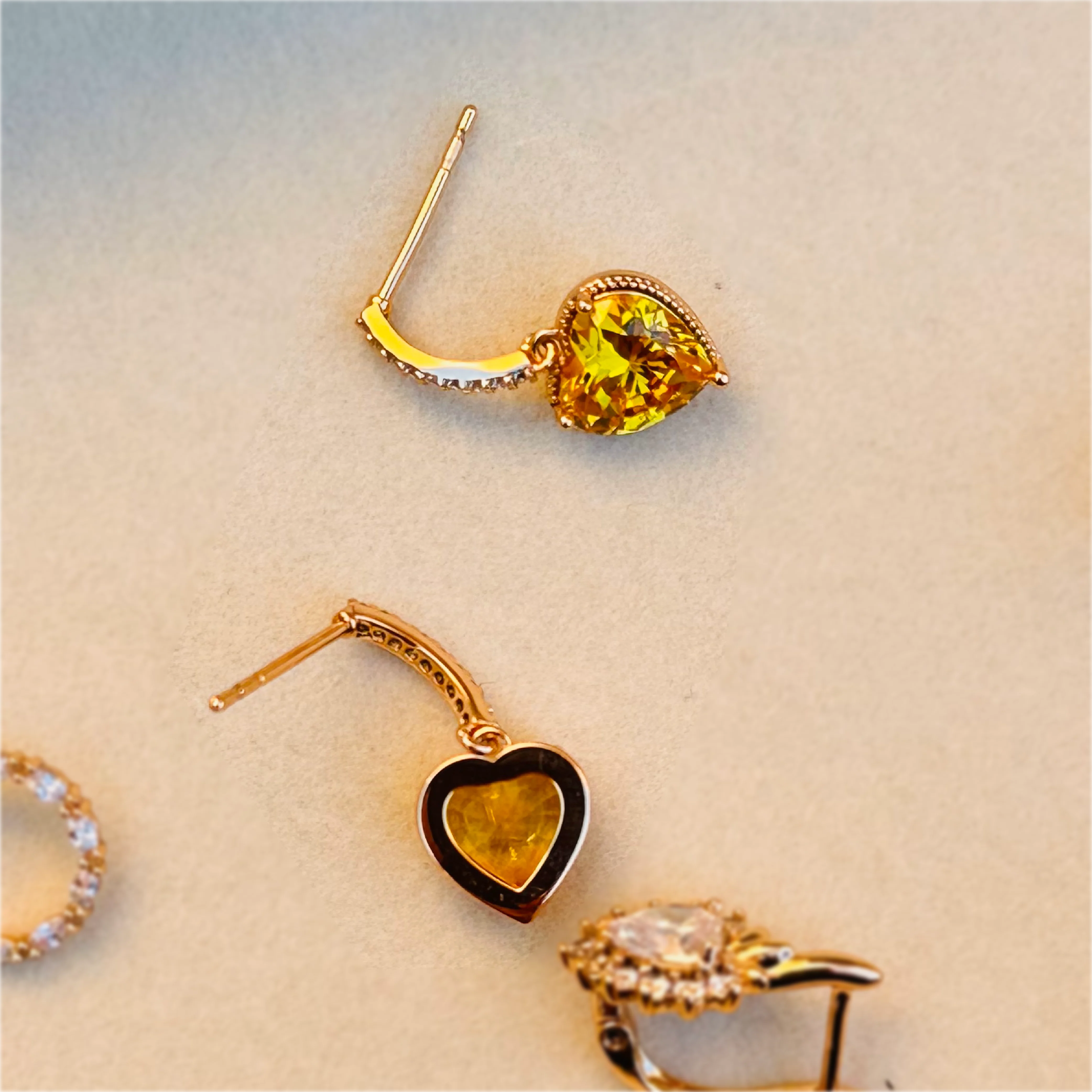Golden Heart Huggie-Stud Earrings