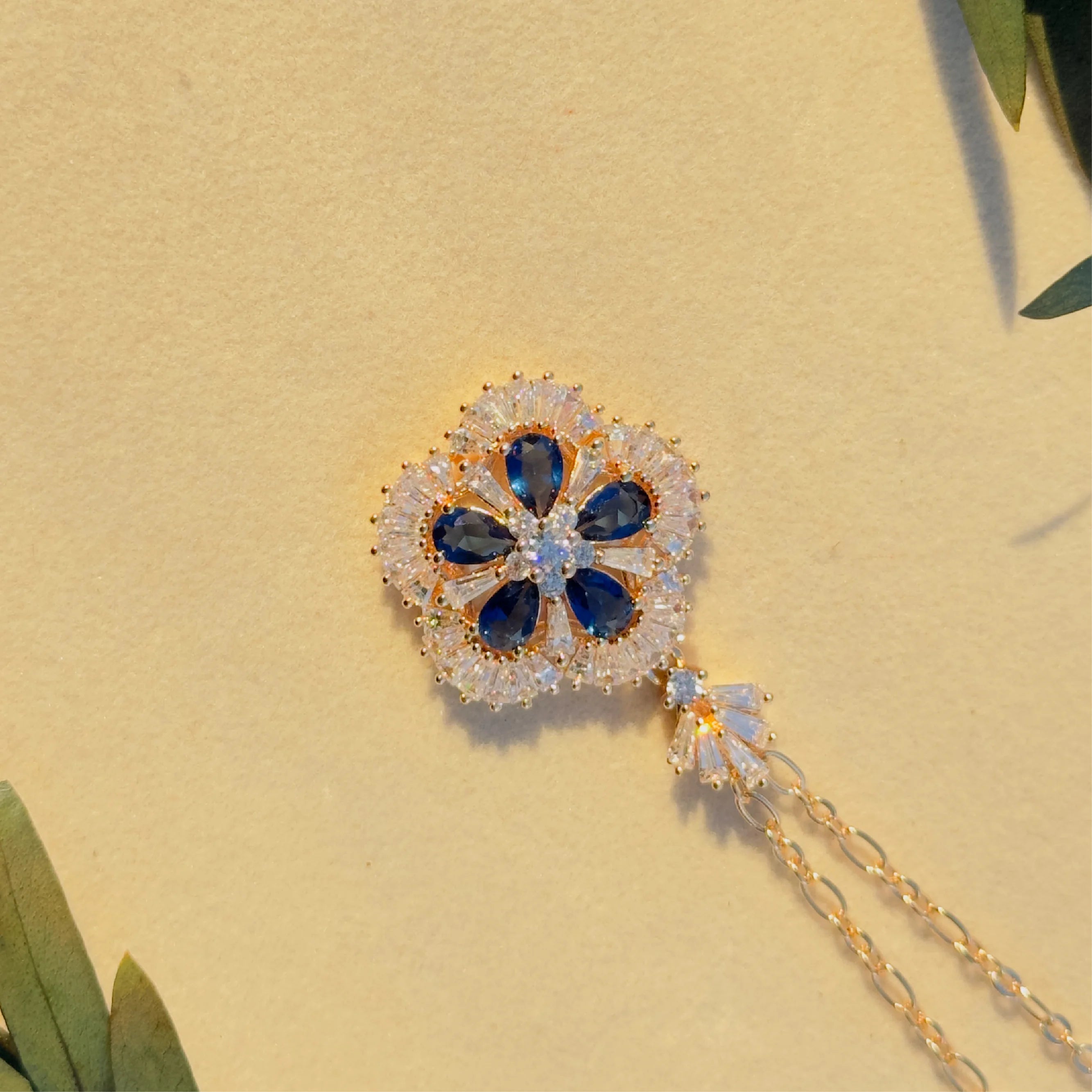 Azure Bloom Crystal Petal Pendant