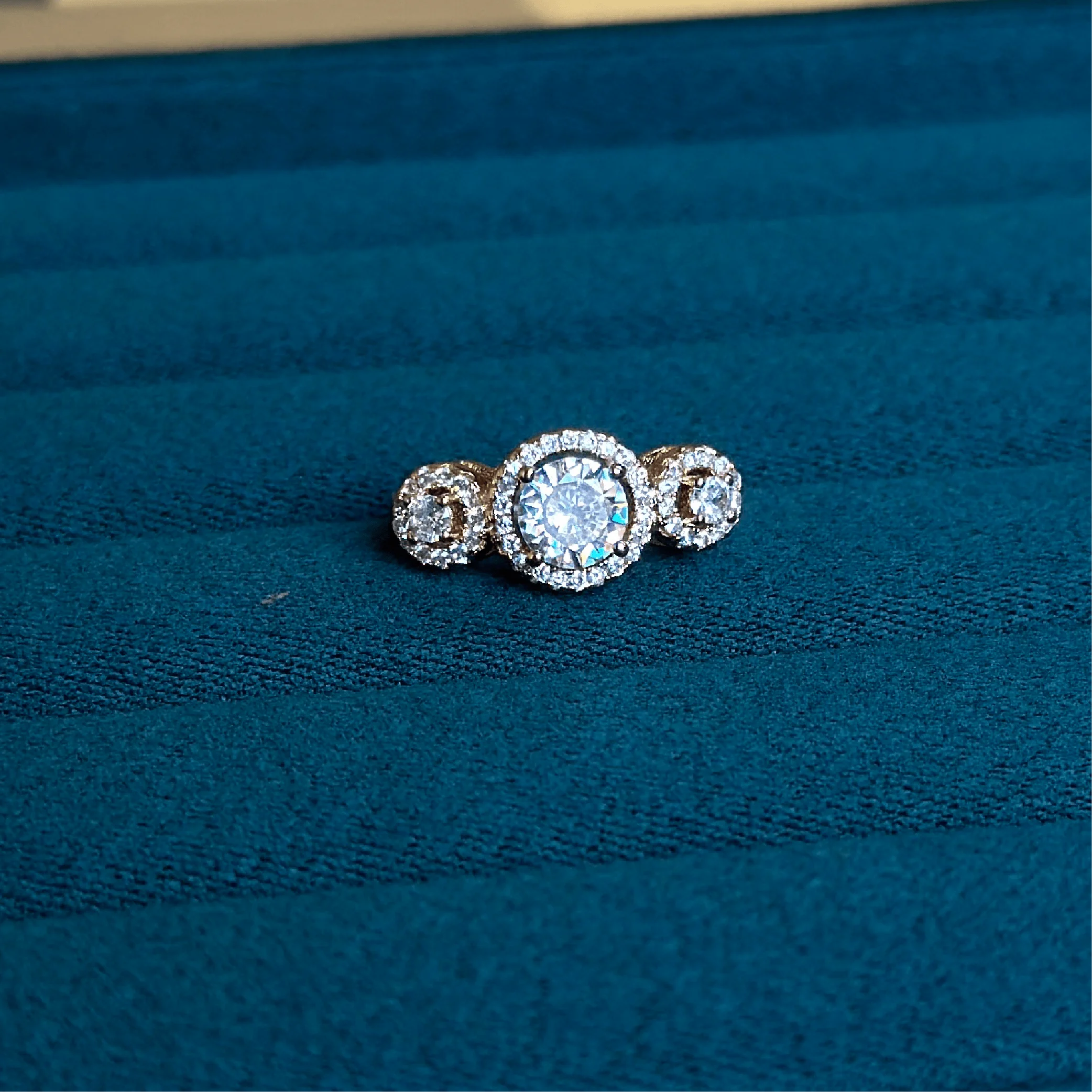 Trio Radiance Gold-Plated Crystal Ring