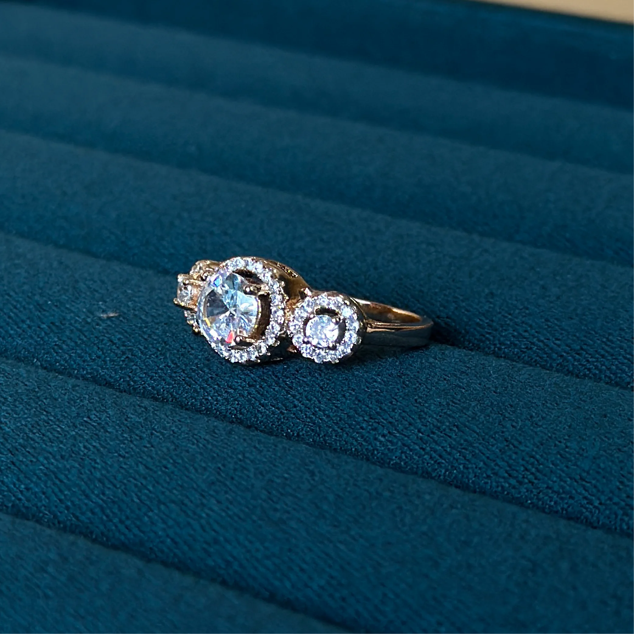 Trio Radiance Gold-Plated Crystal Ring