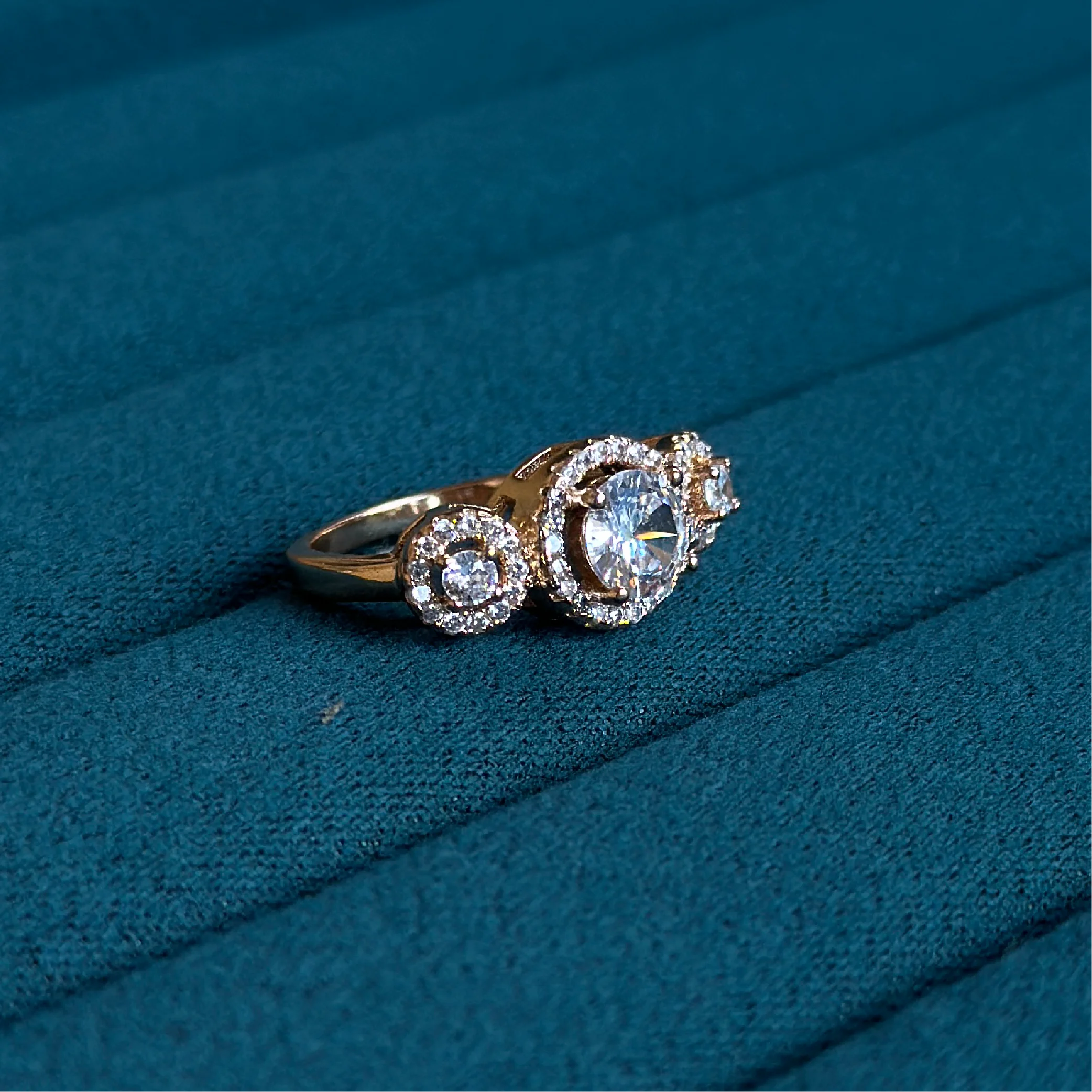 Trio Radiance Gold-Plated Crystal Ring