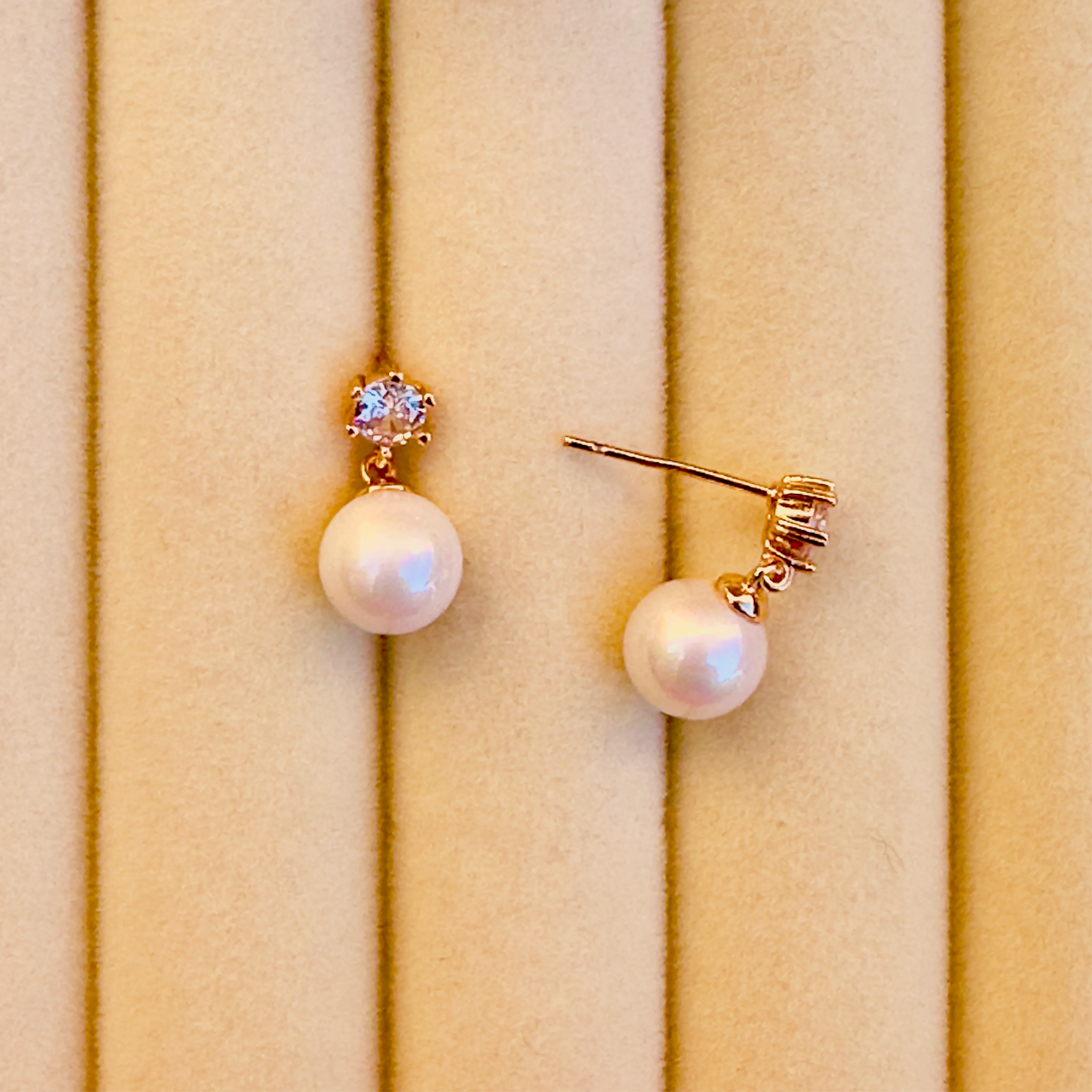 Golden Whisper Pearl Drop Earrings