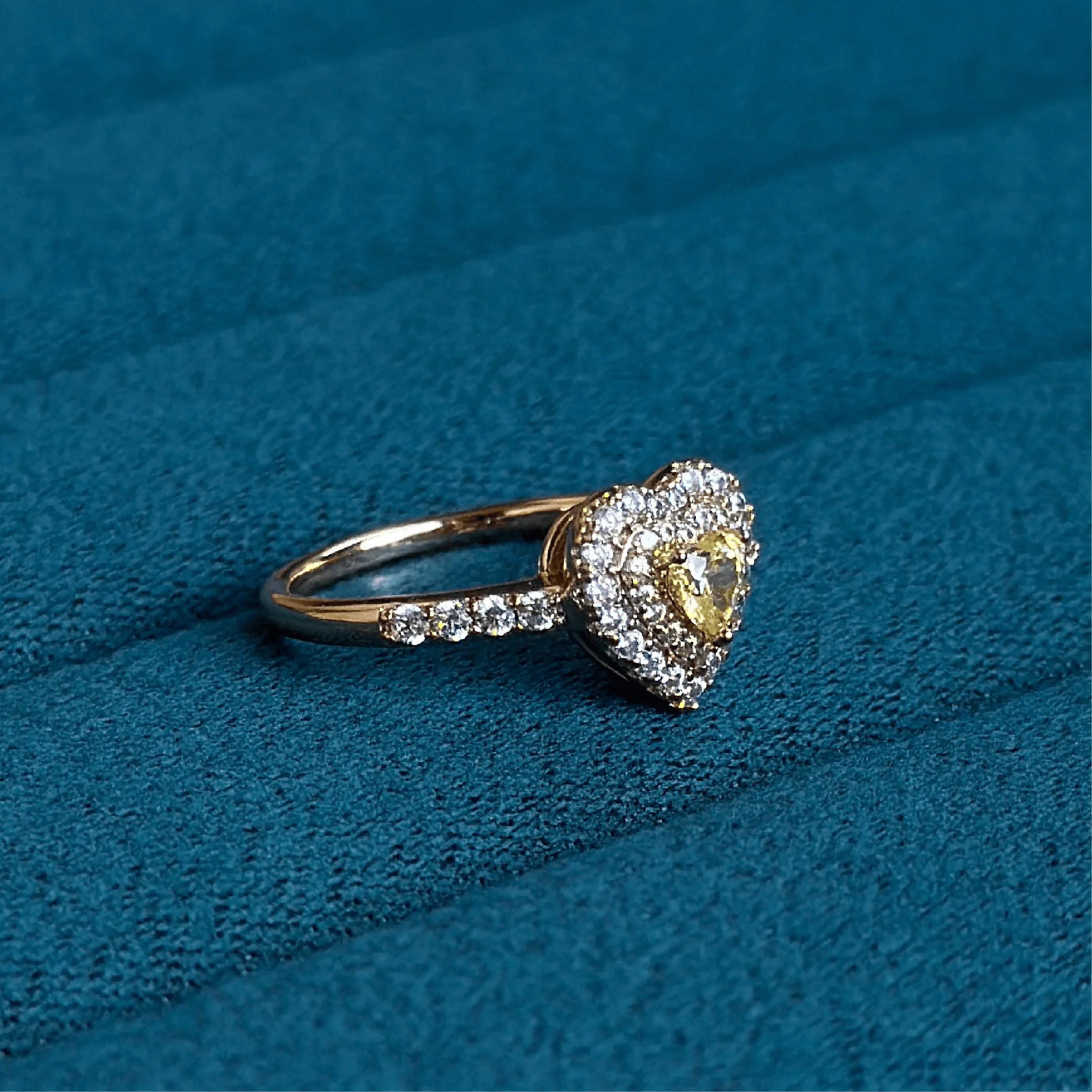 Golden Heart Micro-Stone Accent Ring