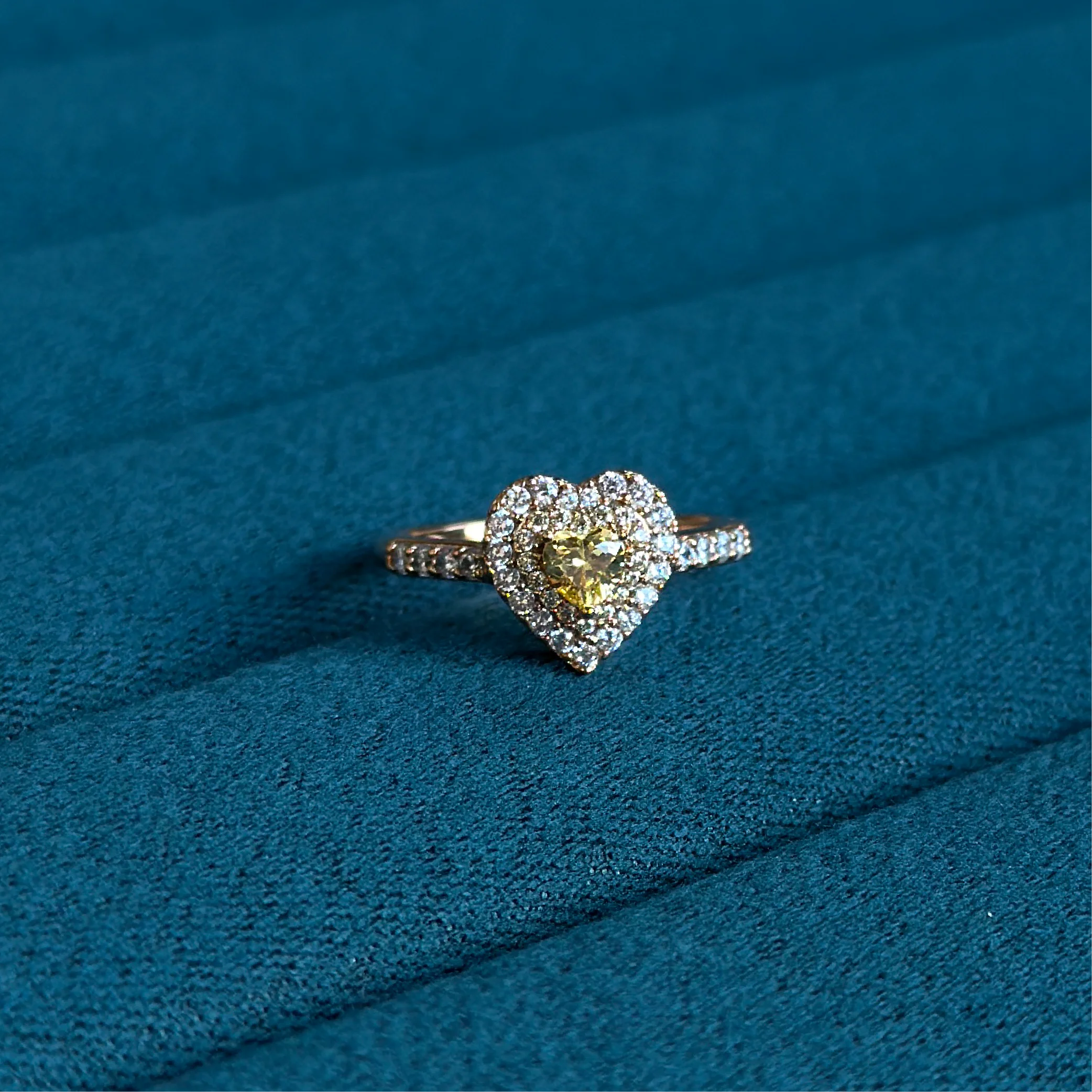 Golden Heart Micro-Stone Accent Ring