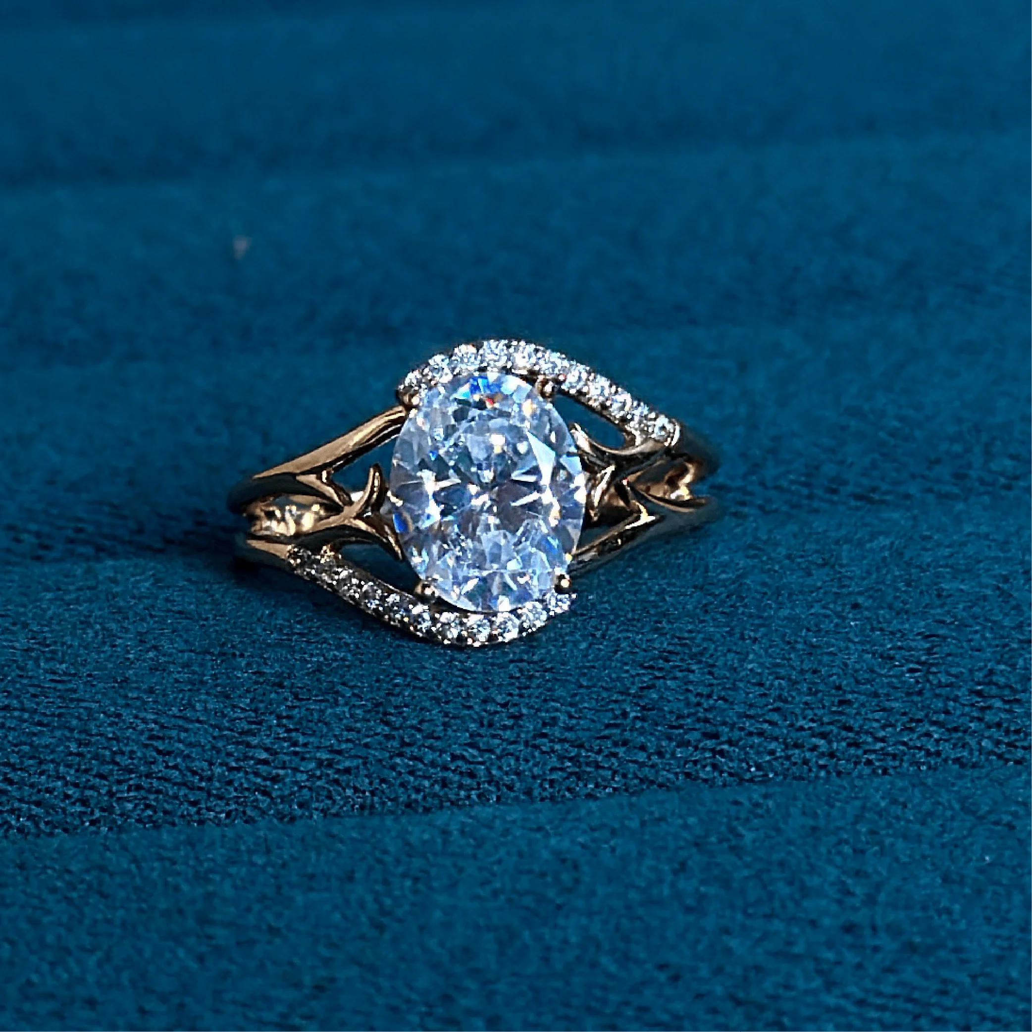 Oval Radiance Stone-Encrusted Gold Ring