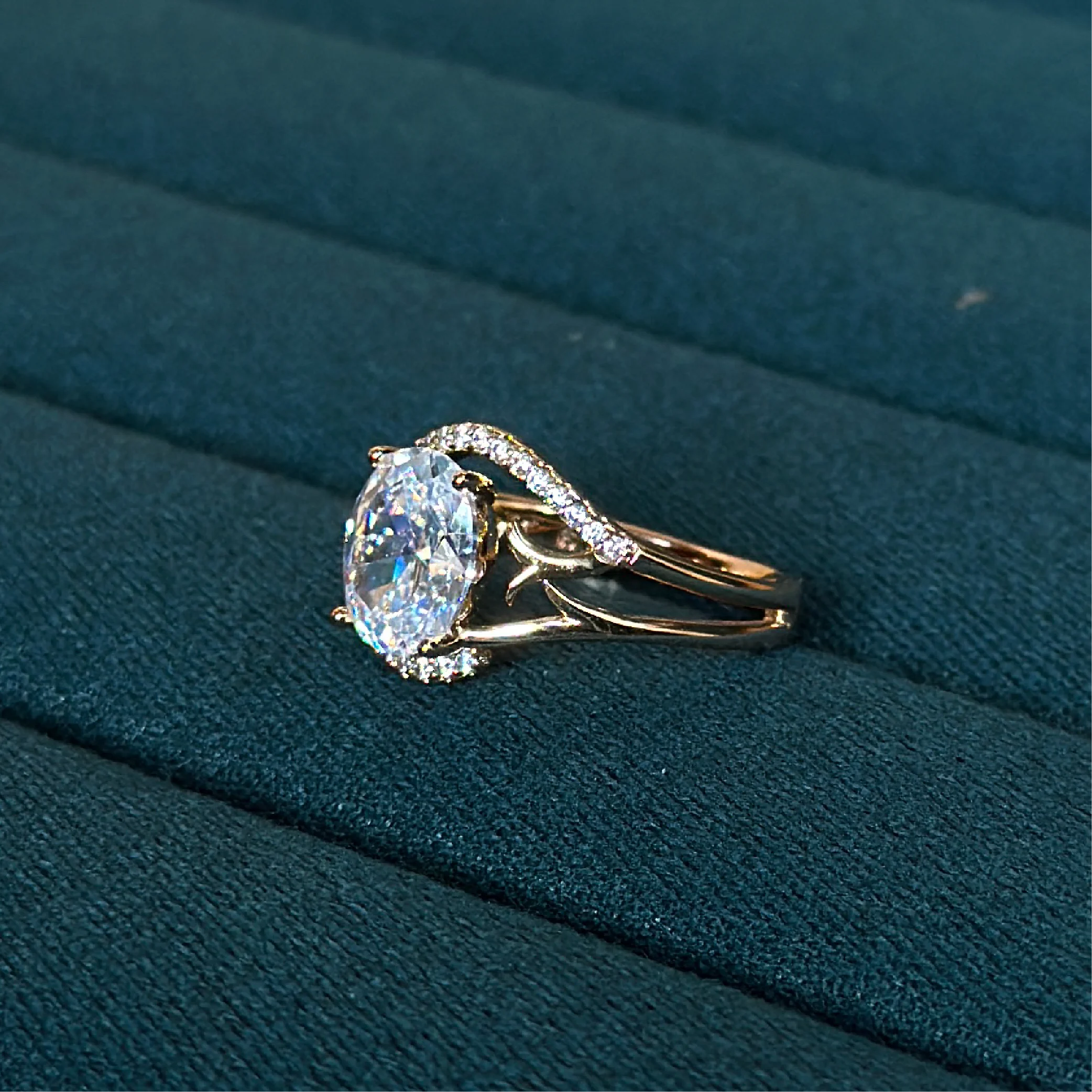 Oval Radiance Stone-Encrusted Gold Ring