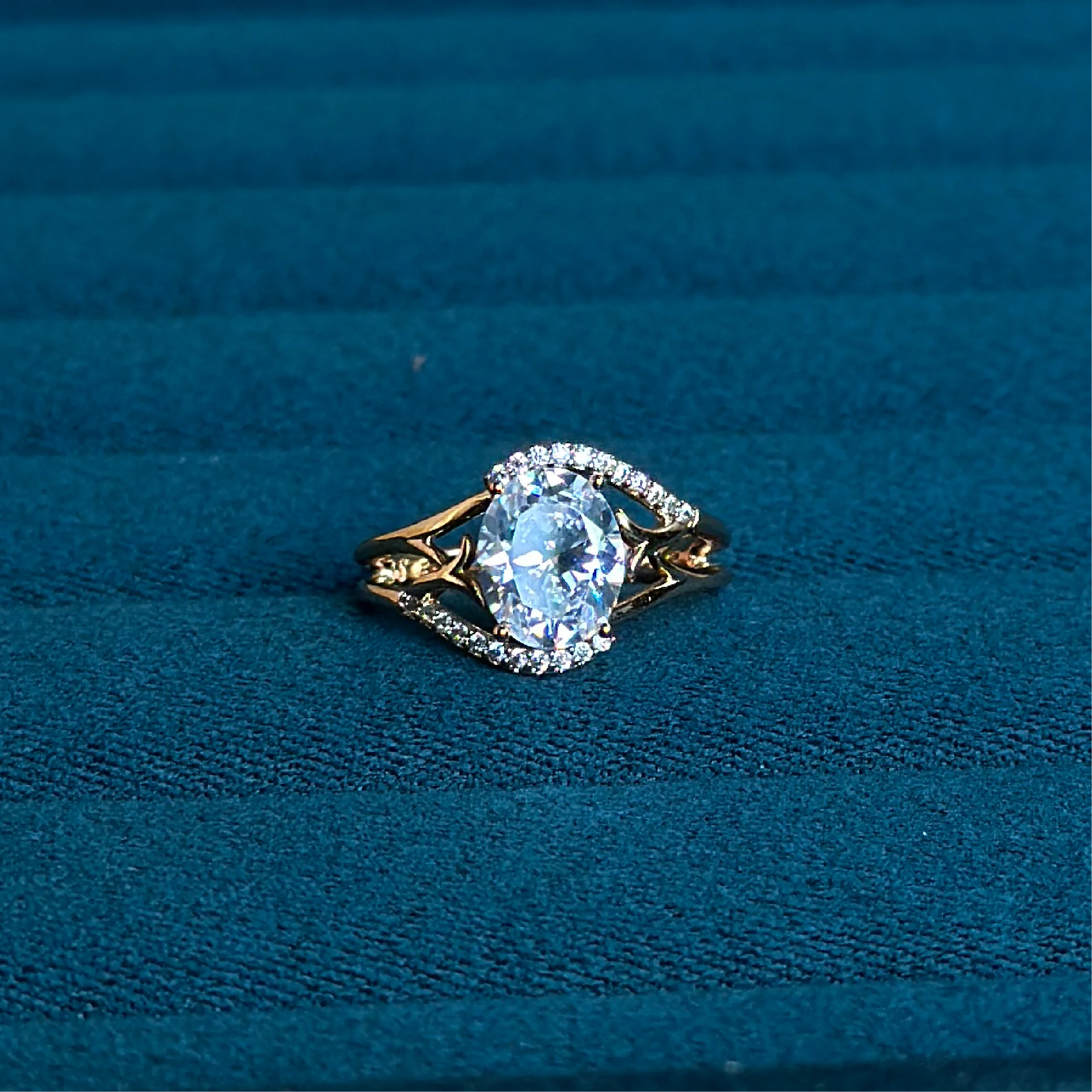 Oval Radiance Stone-Encrusted Gold Ring