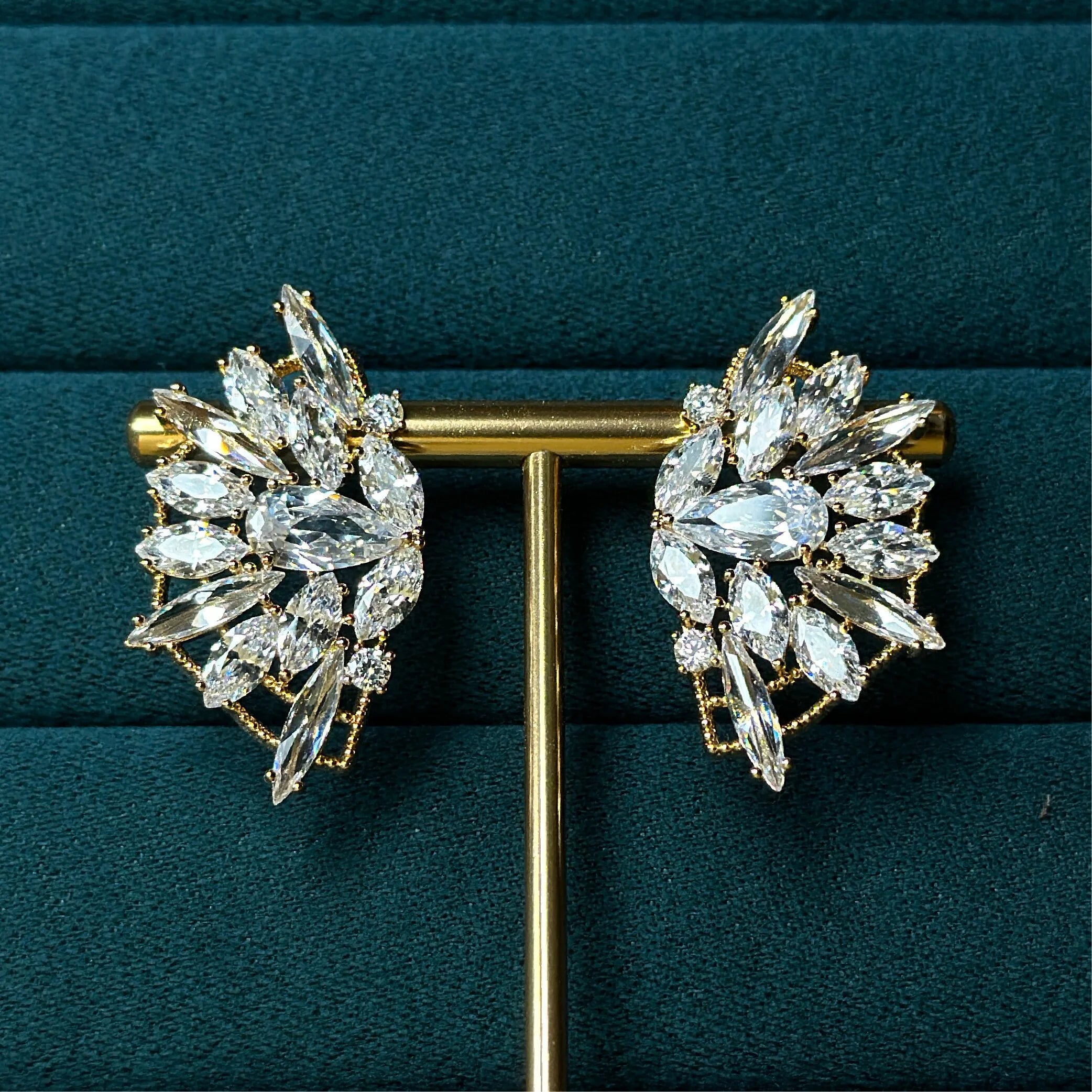 Diamond Dew Cluster Earrings