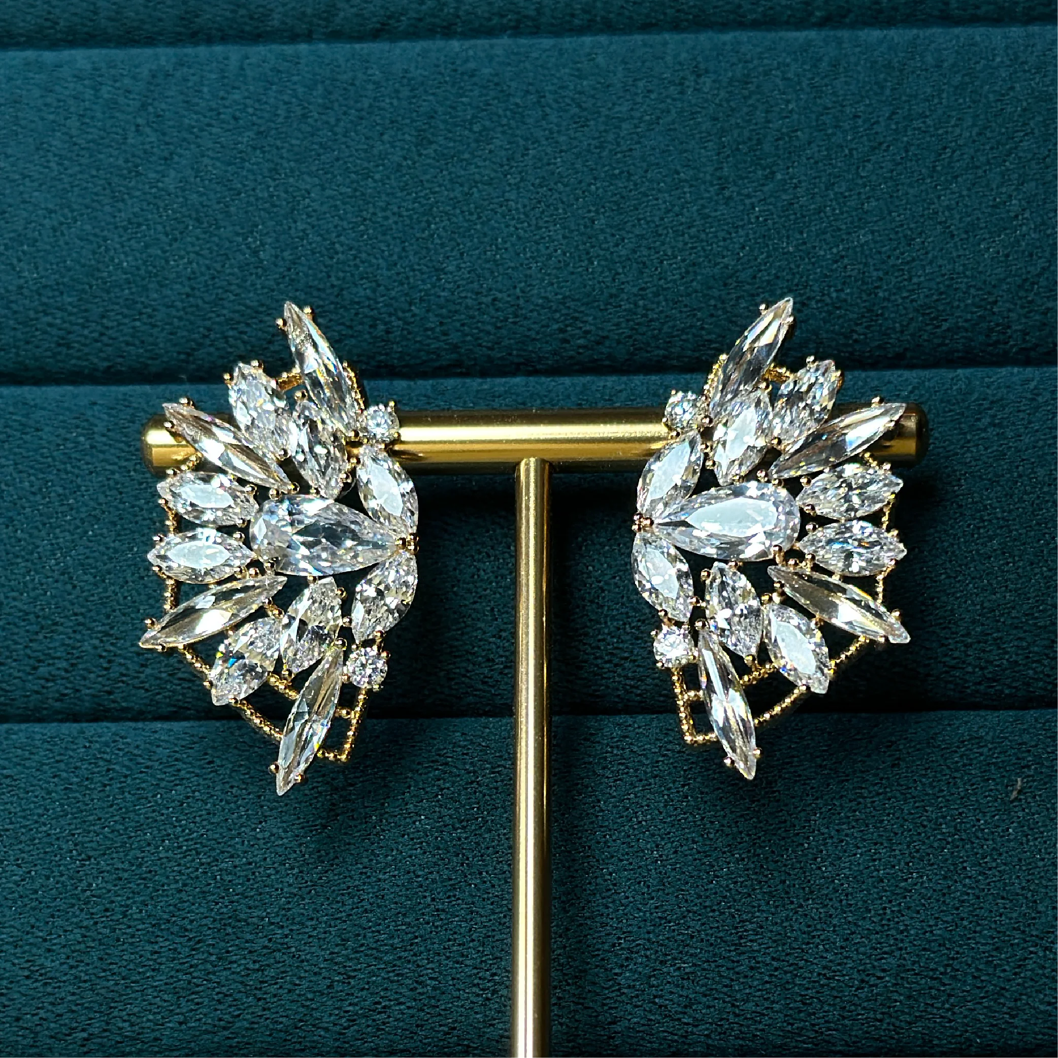 Diamond Dew Cluster Earrings