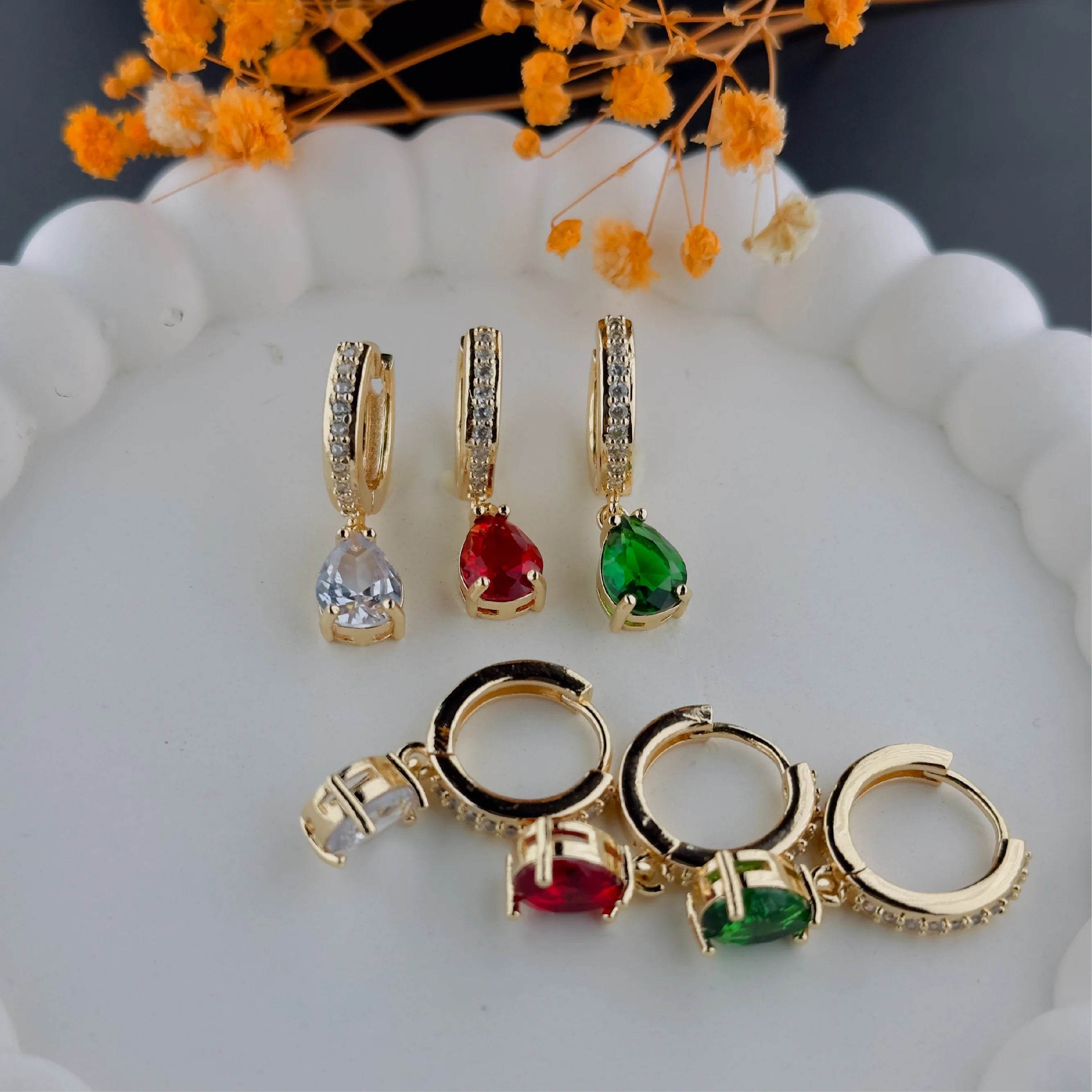 Radiant Gemstone Drop Earrings