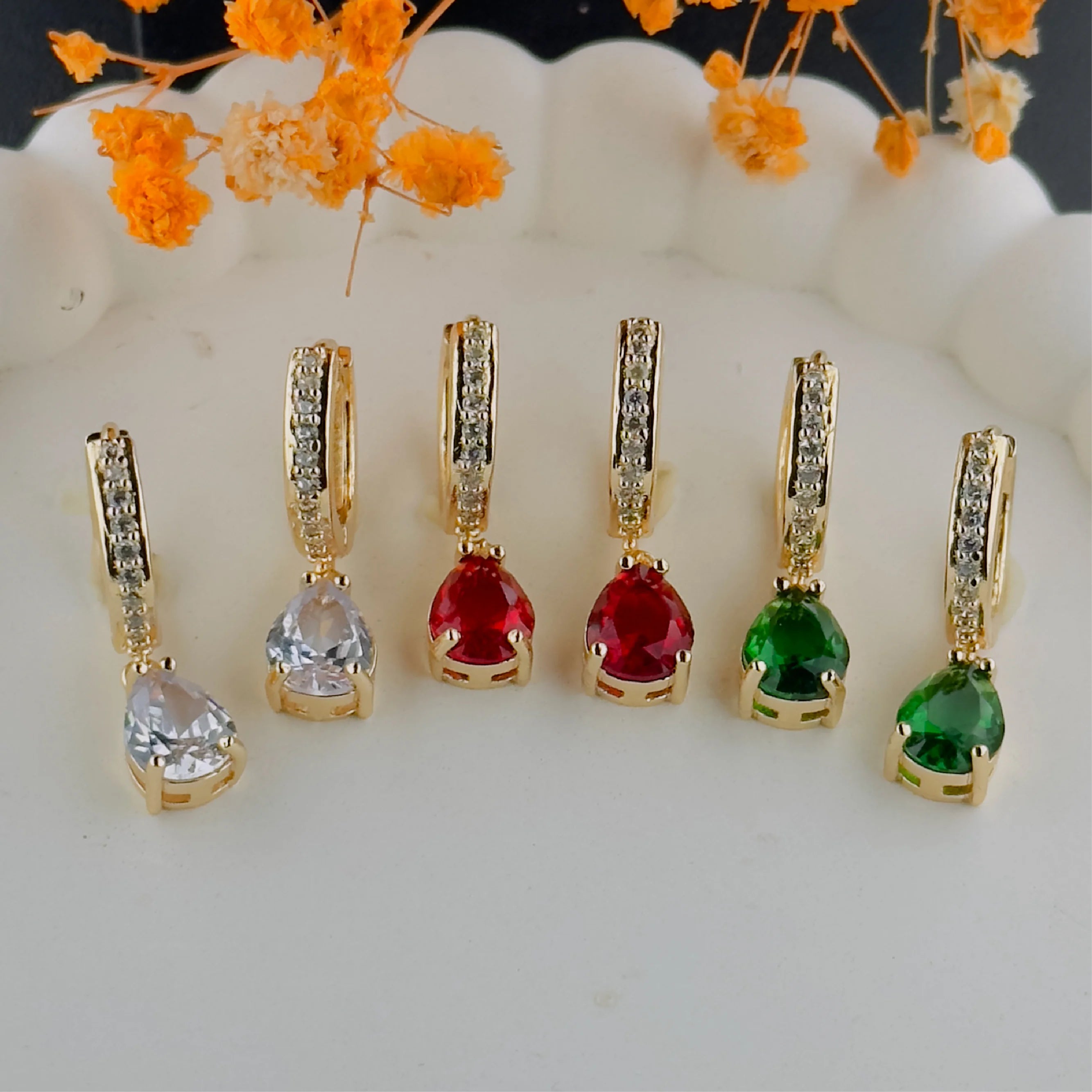 Radiant Gemstone Drop Earrings