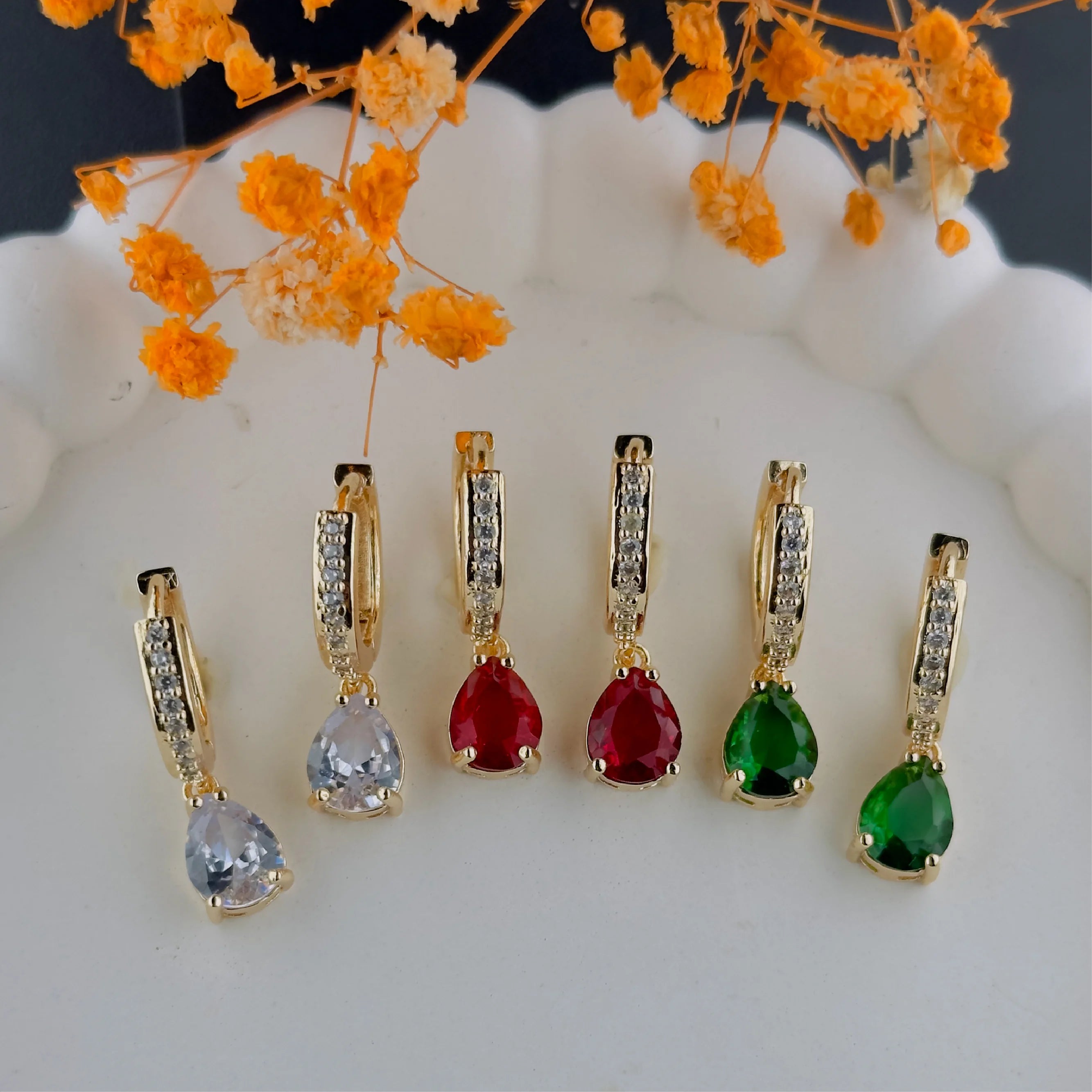 Radiant Gemstone Drop Earrings