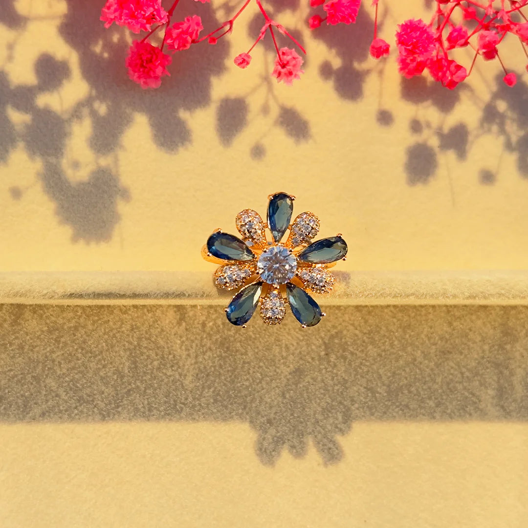 Sapphire Bloom Crystal Ring