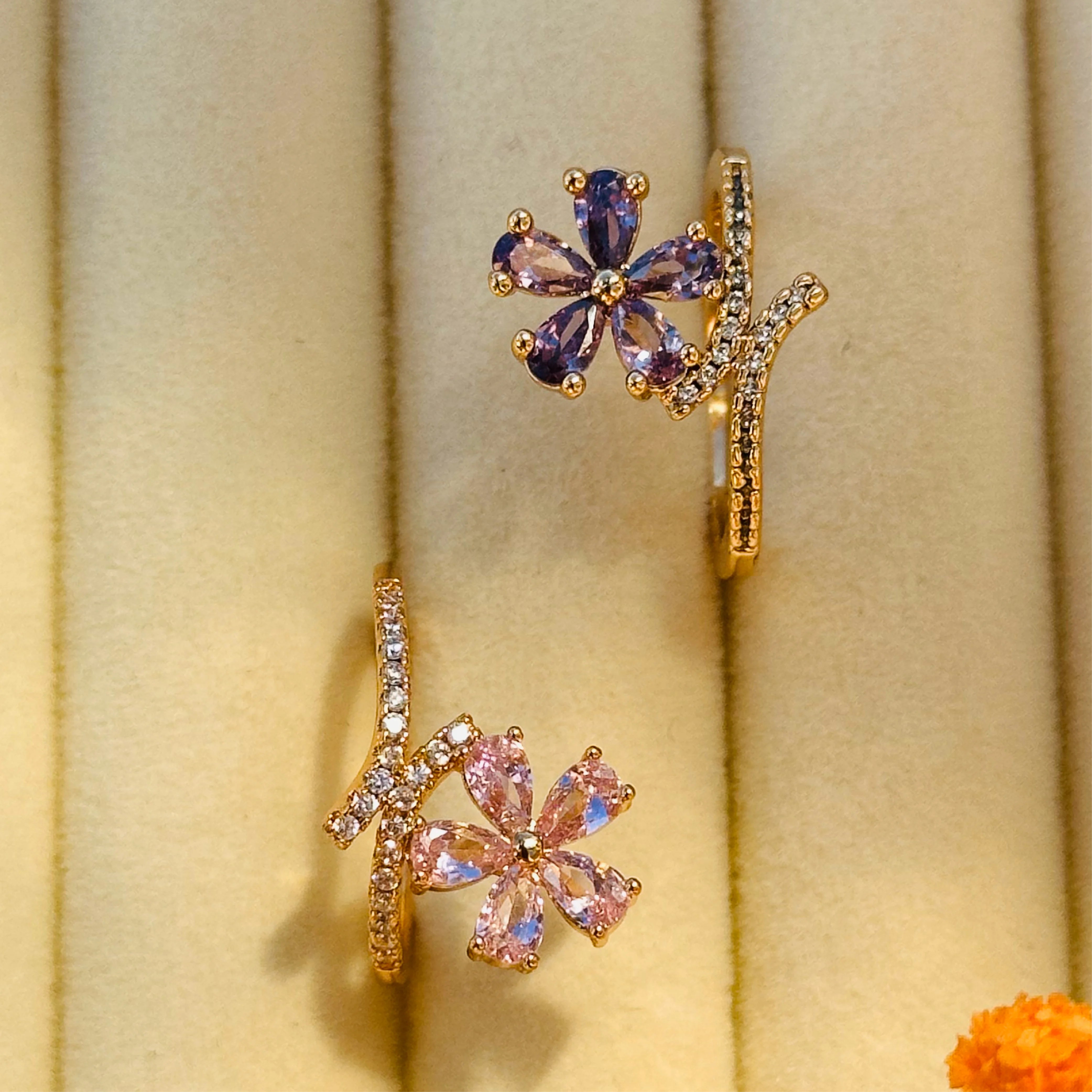 Floral Radiance Adjustable Zircon Ring