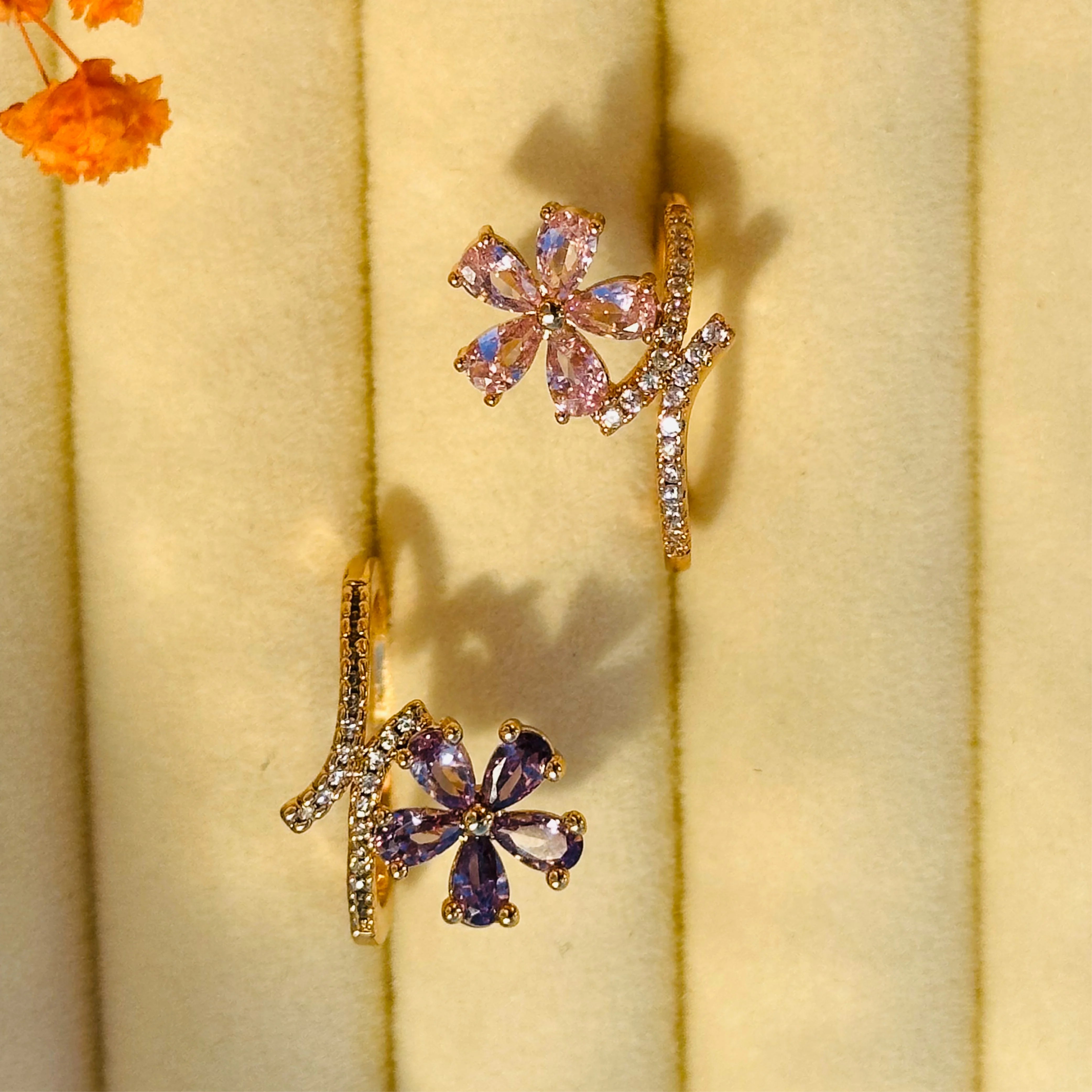 Floral Radiance Adjustable Zircon Ring