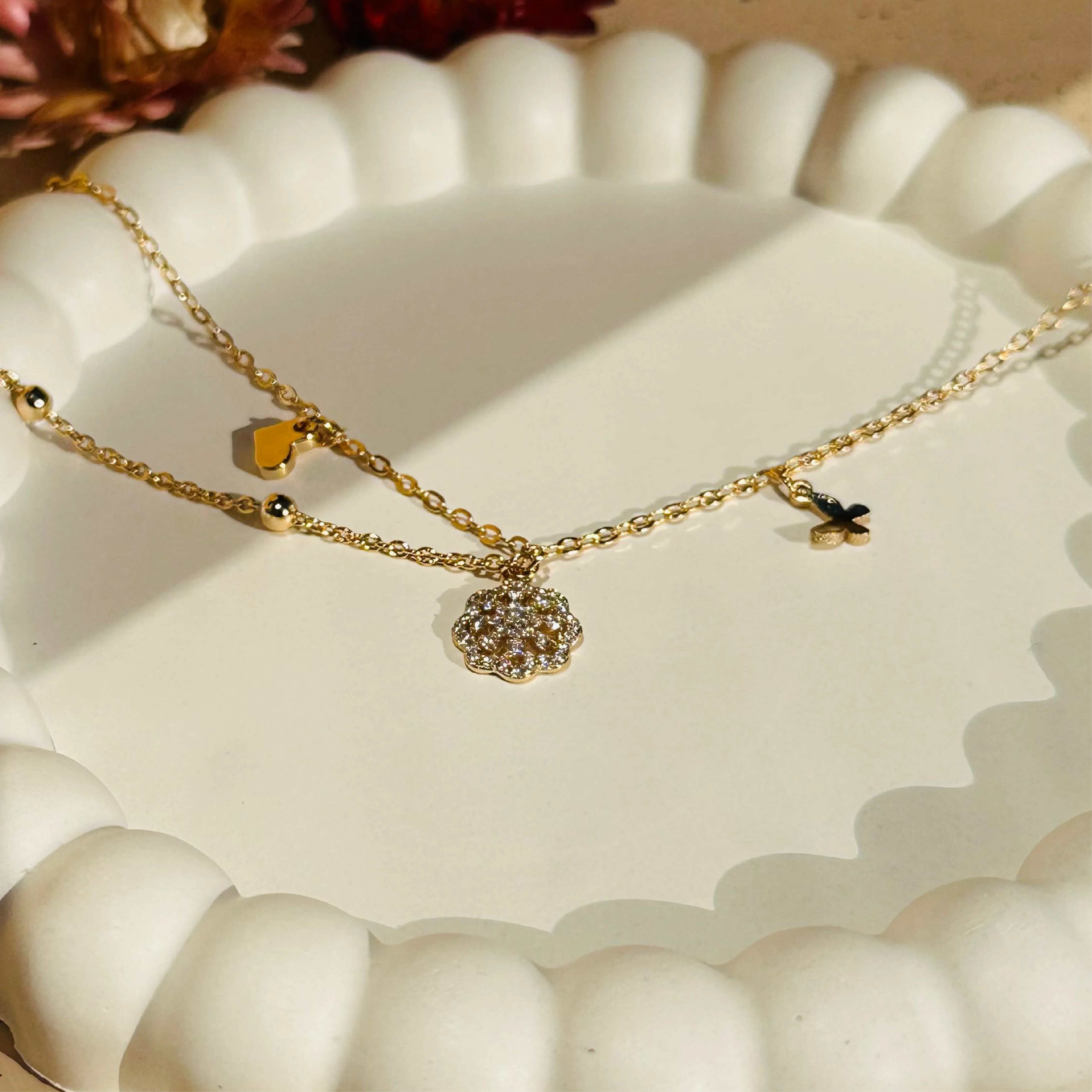 Radiant Bloom Diamond Charm Bracelet