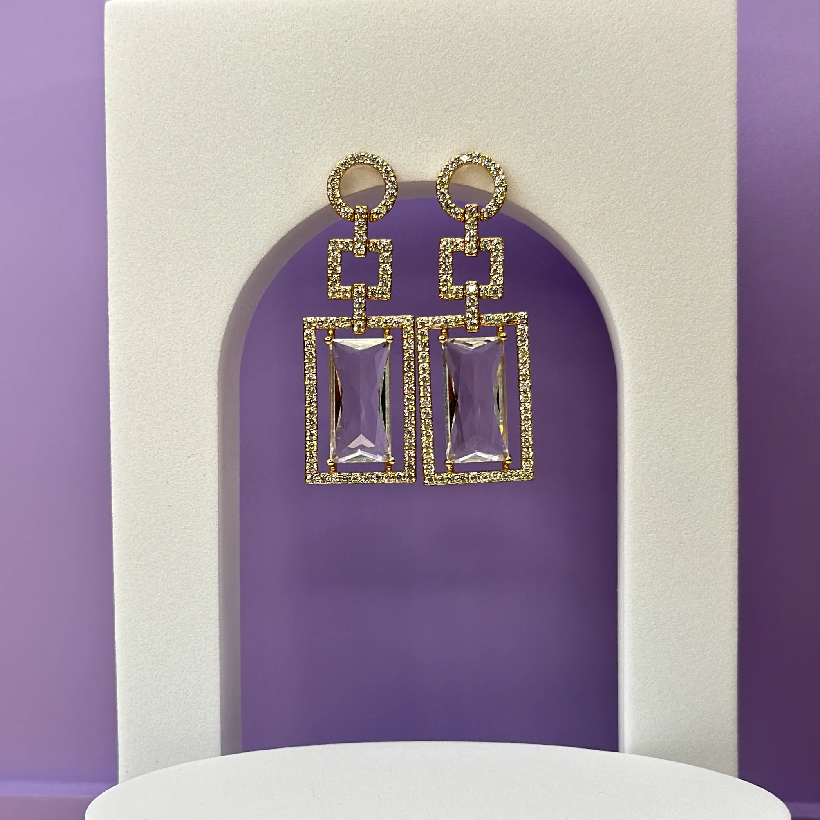 Gilded Prism Art Deco Drop Earrings