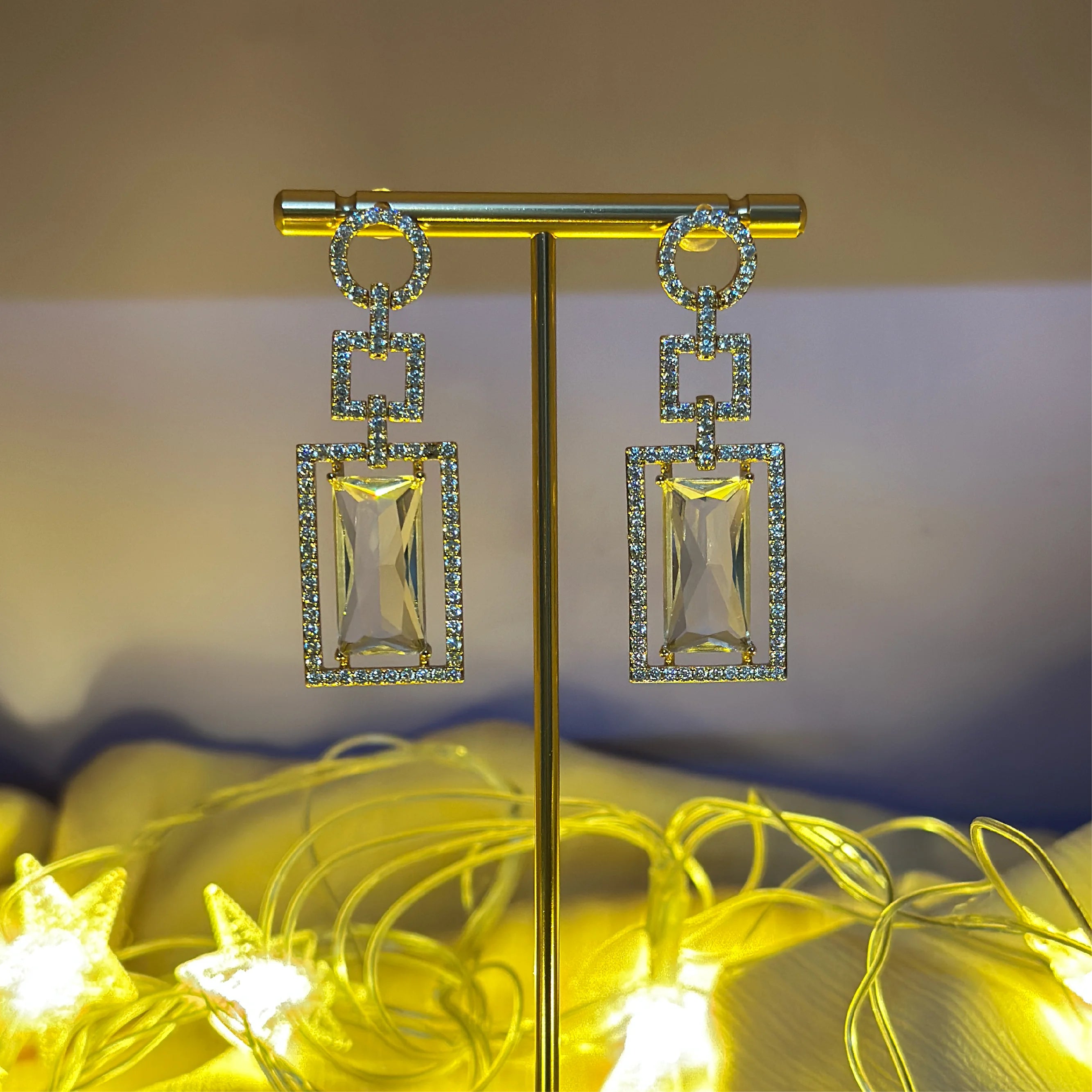 Gilded Prism Art Deco Drop Earrings