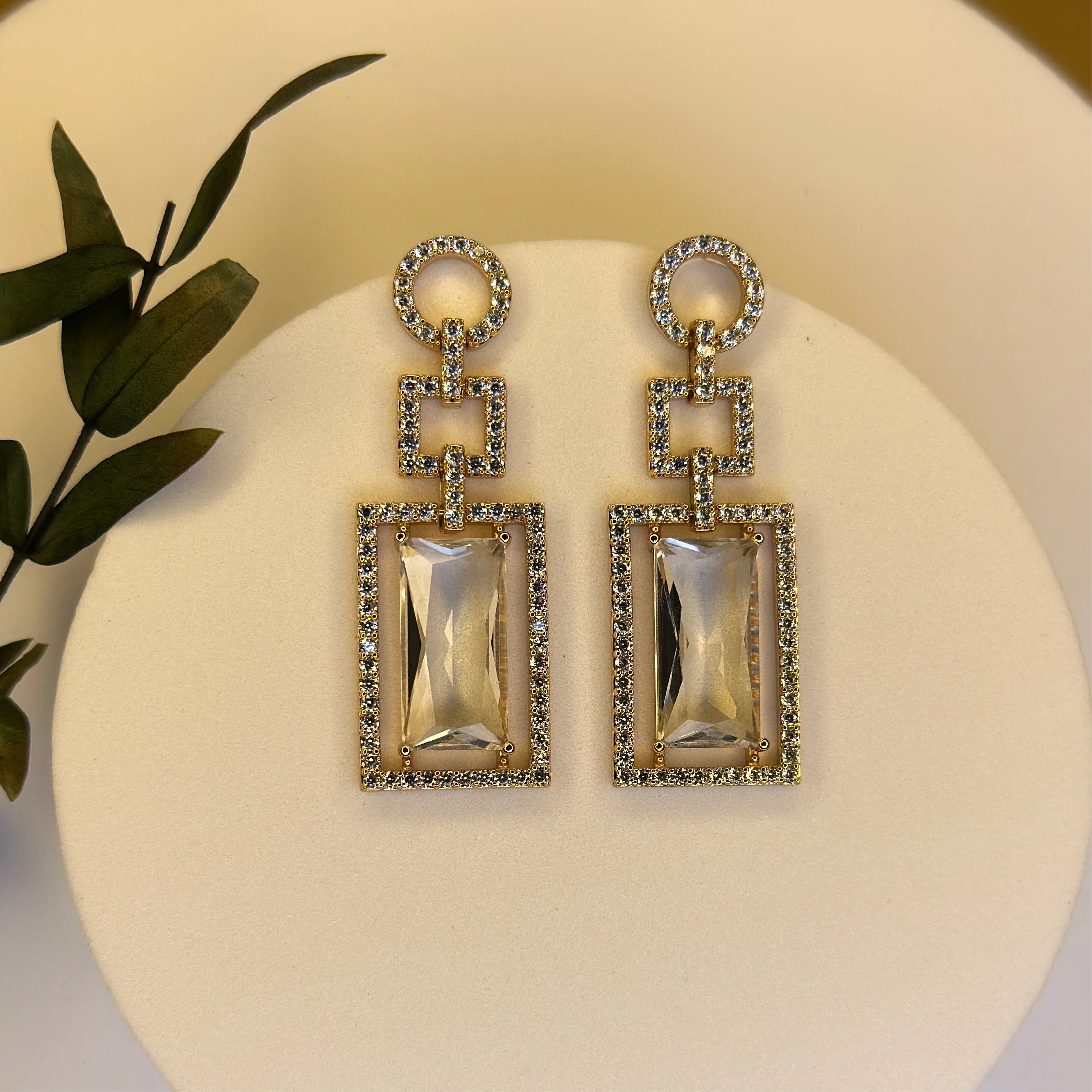 Gilded Prism Art Deco Drop Earrings