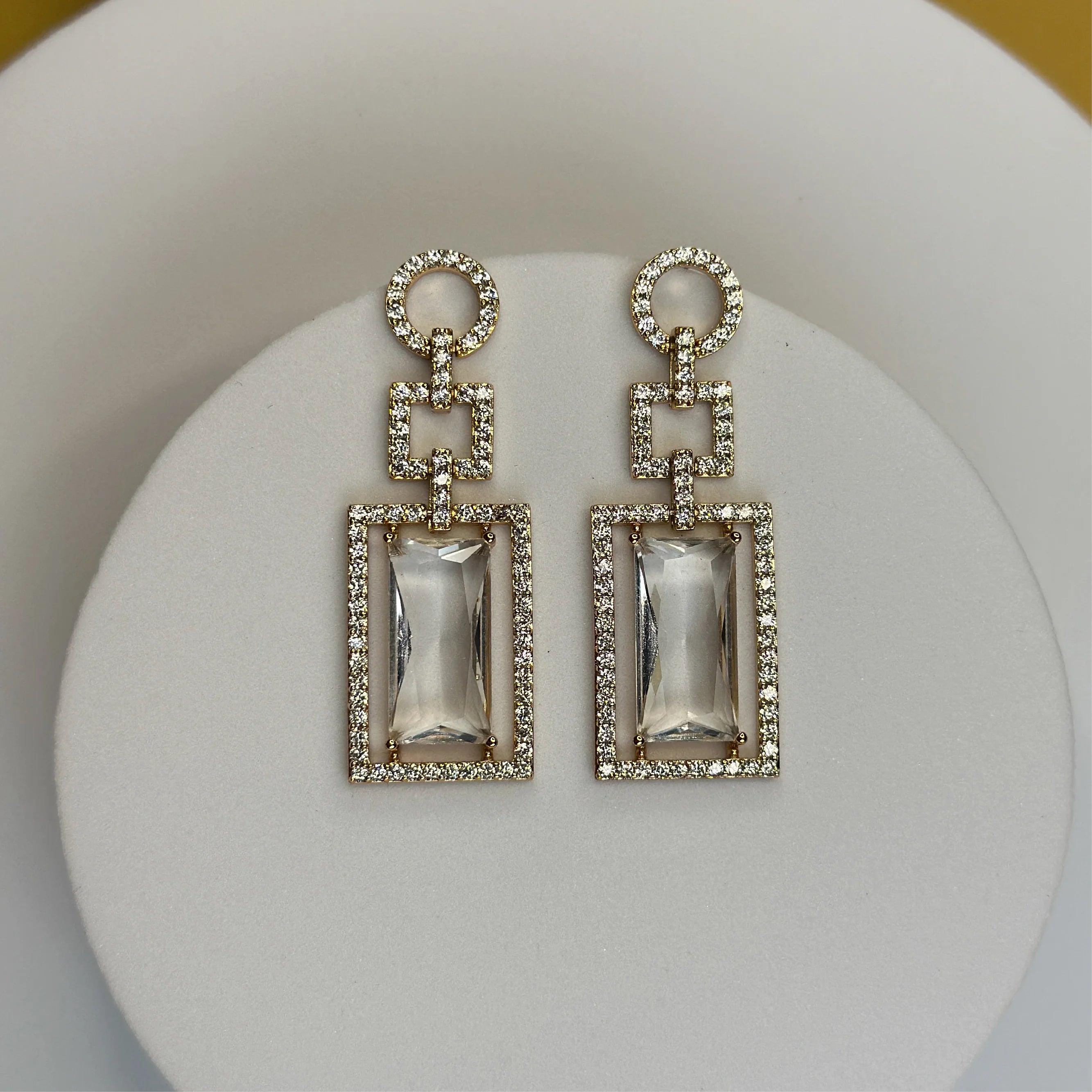 Gilded Prism Art Deco Drop Earrings