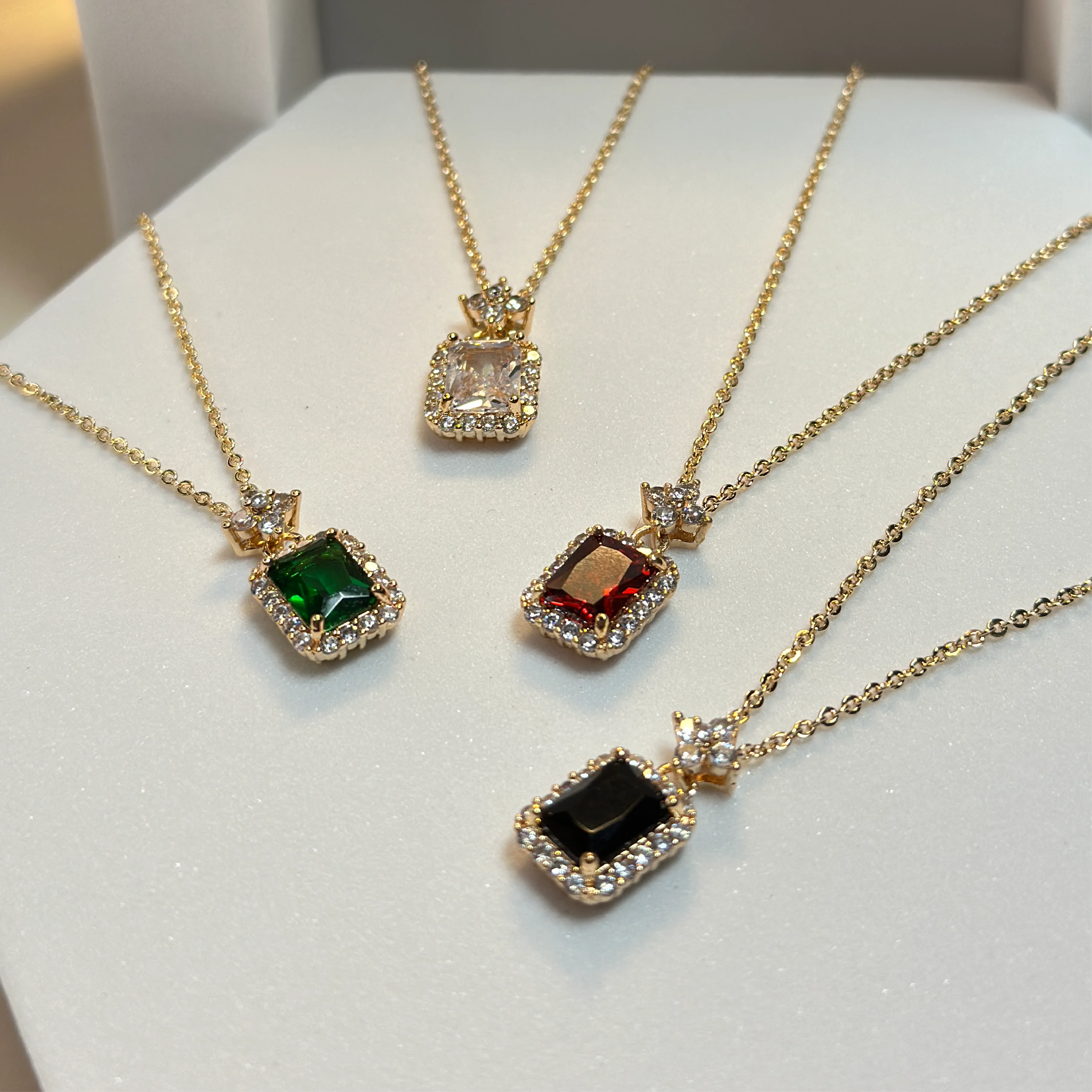 Golden Block Charm Pendant Necklace