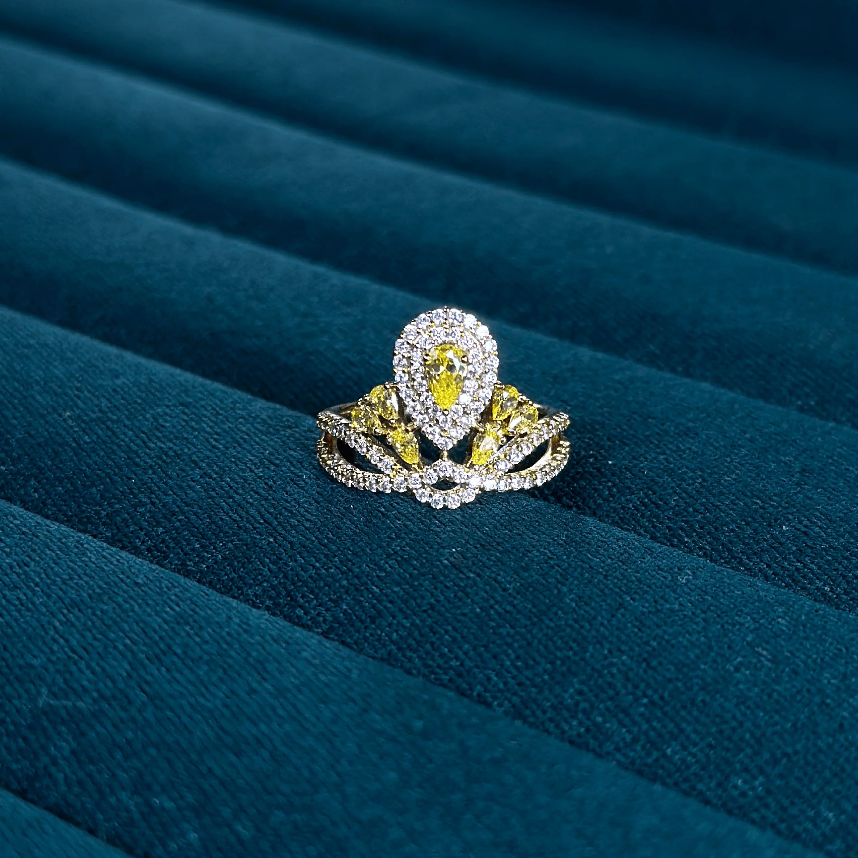 Radiant Empress Yellow Crystal Statement Ring