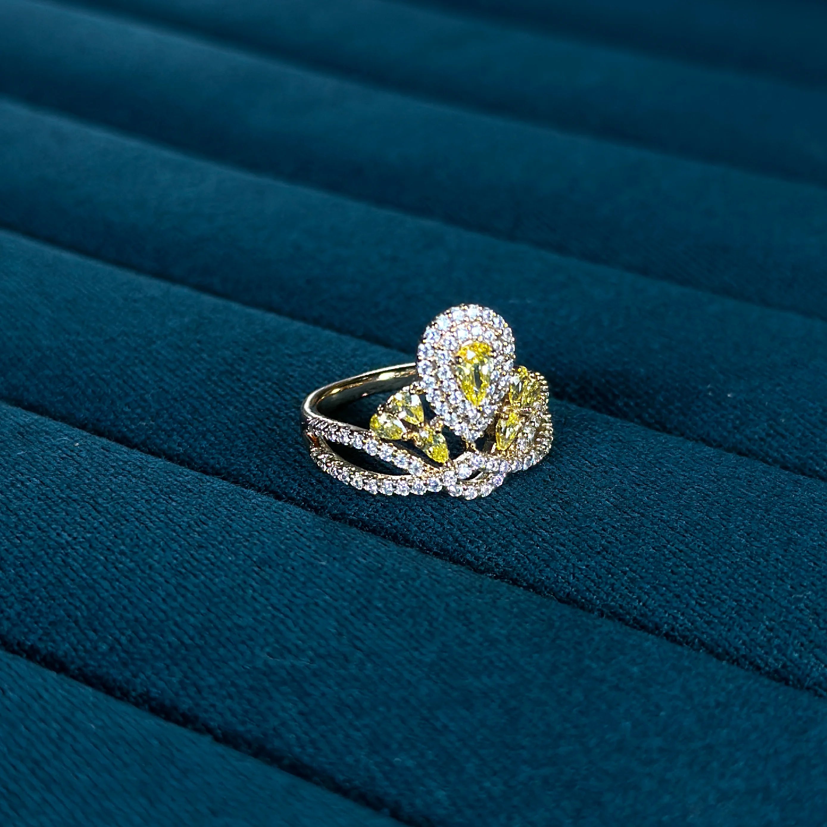 Radiant Empress Yellow Crystal Statement Ring