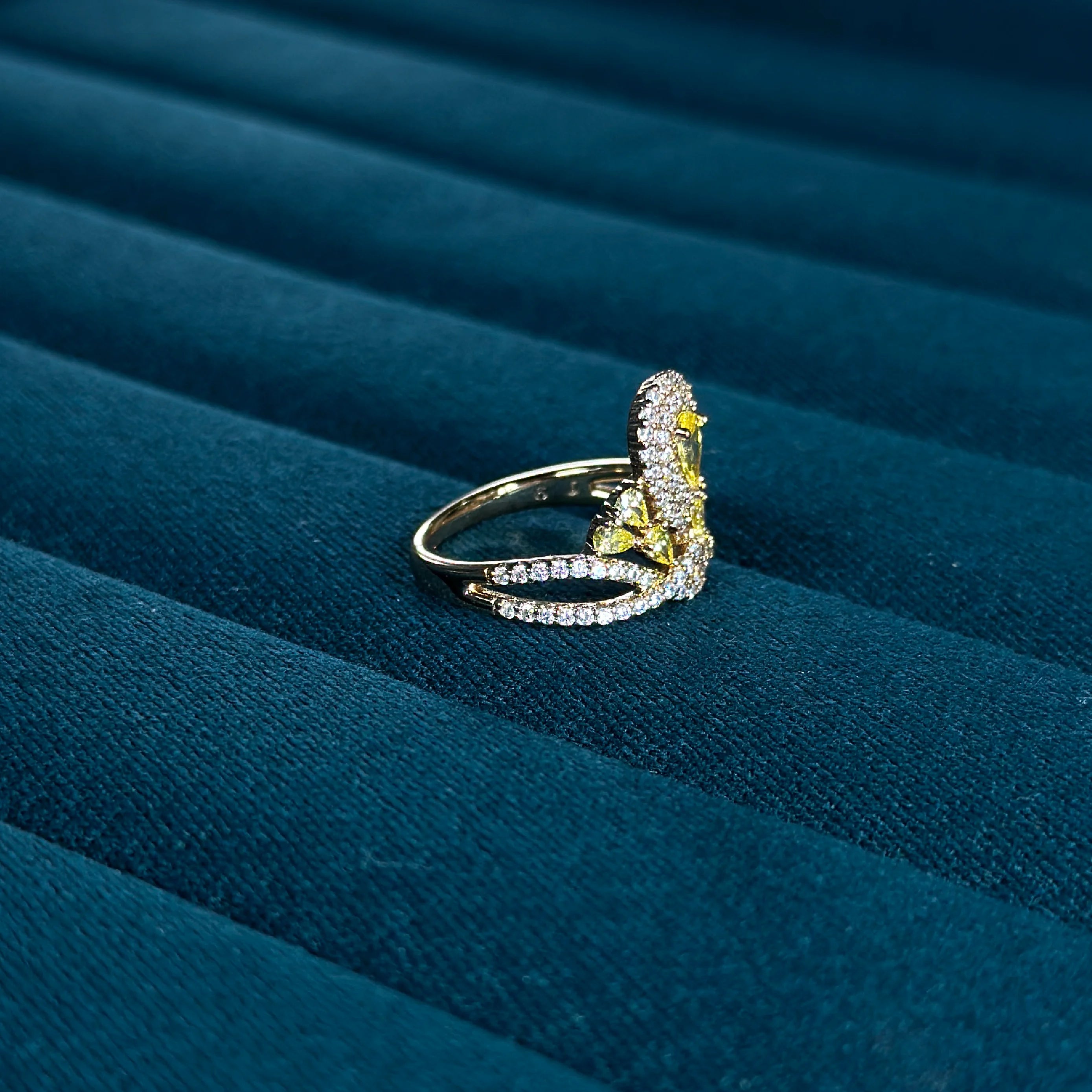 Radiant Empress Yellow Crystal Statement Ring