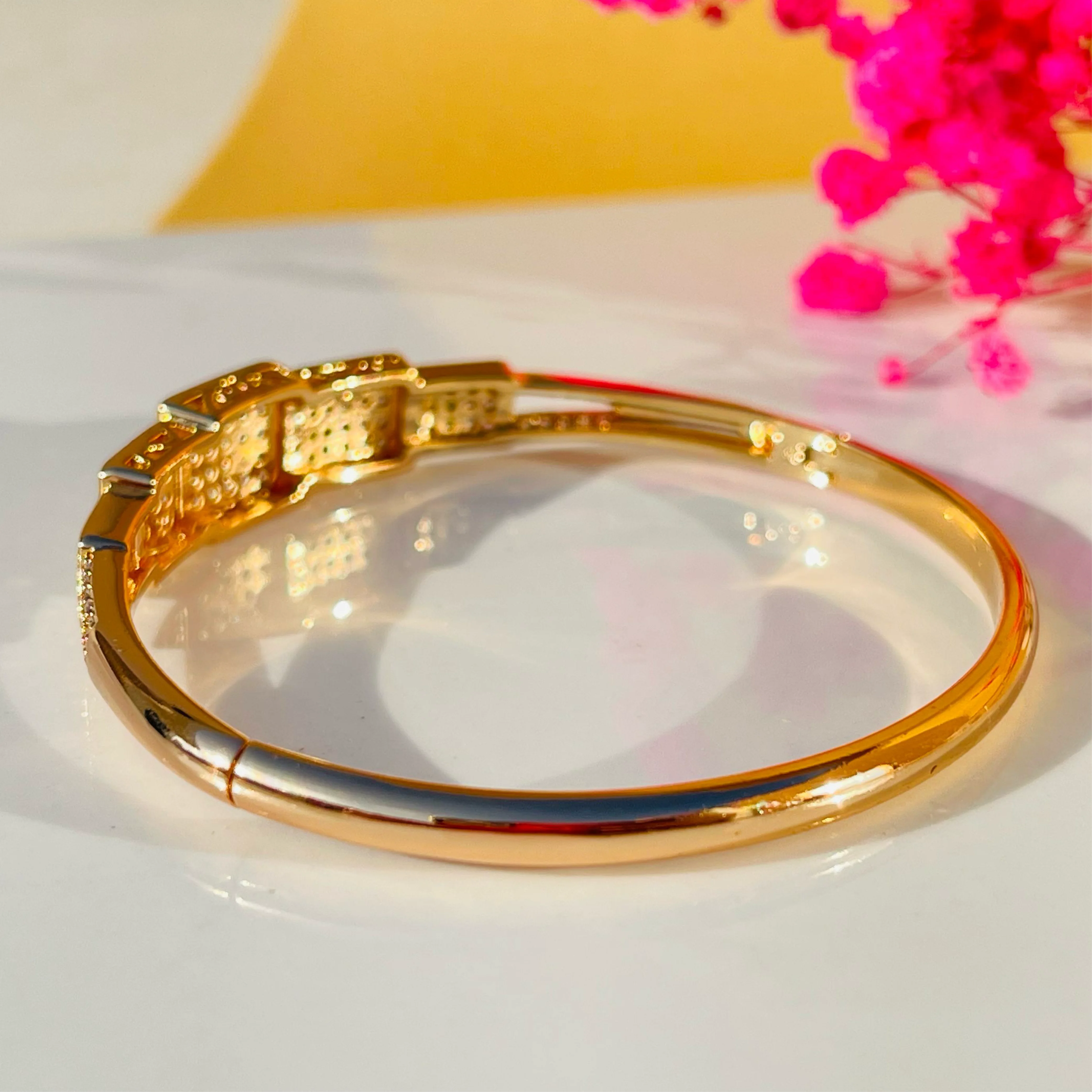 Gilded Square Pavé Crystal Bangles