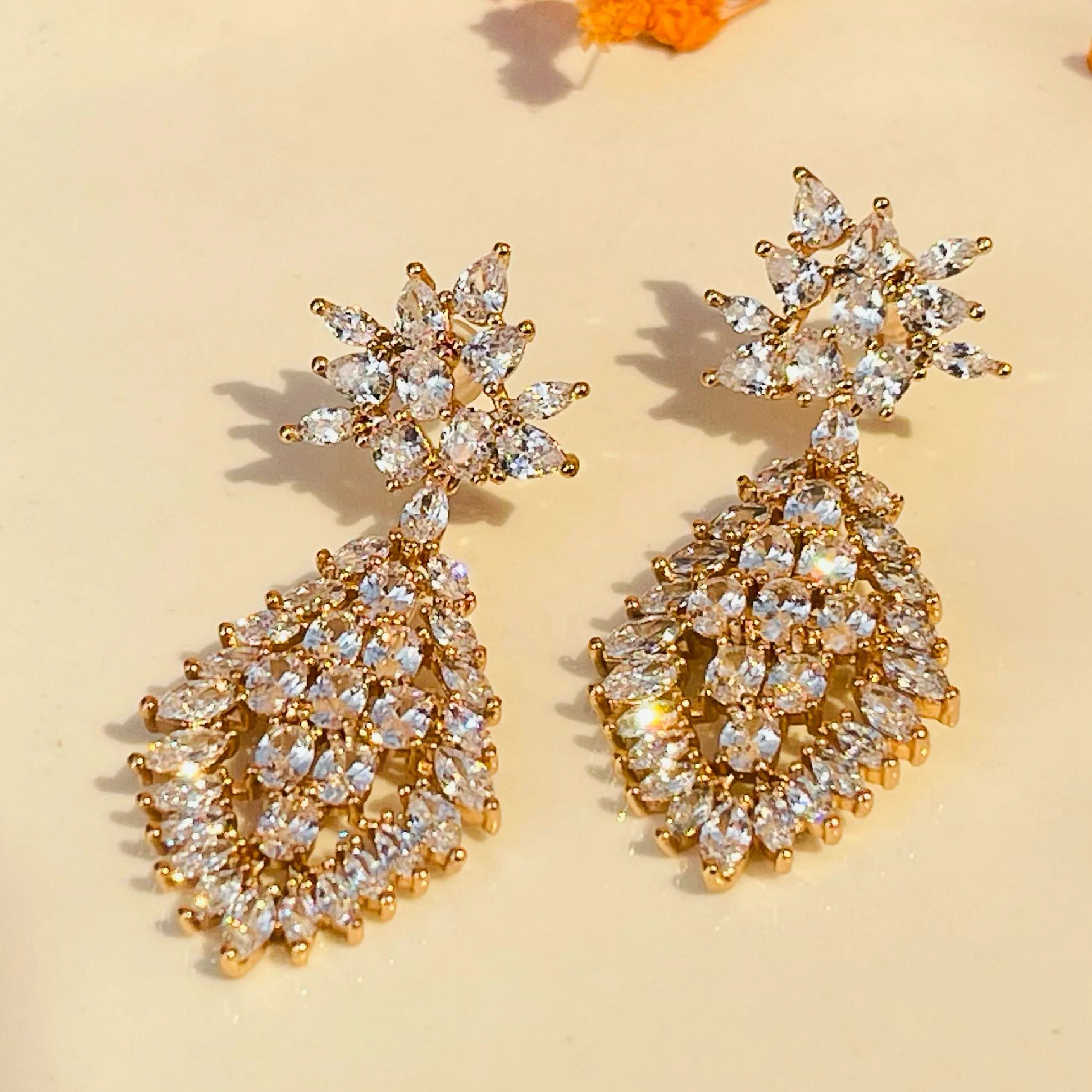 Enchanted Leaf Statement Crystal Earrings