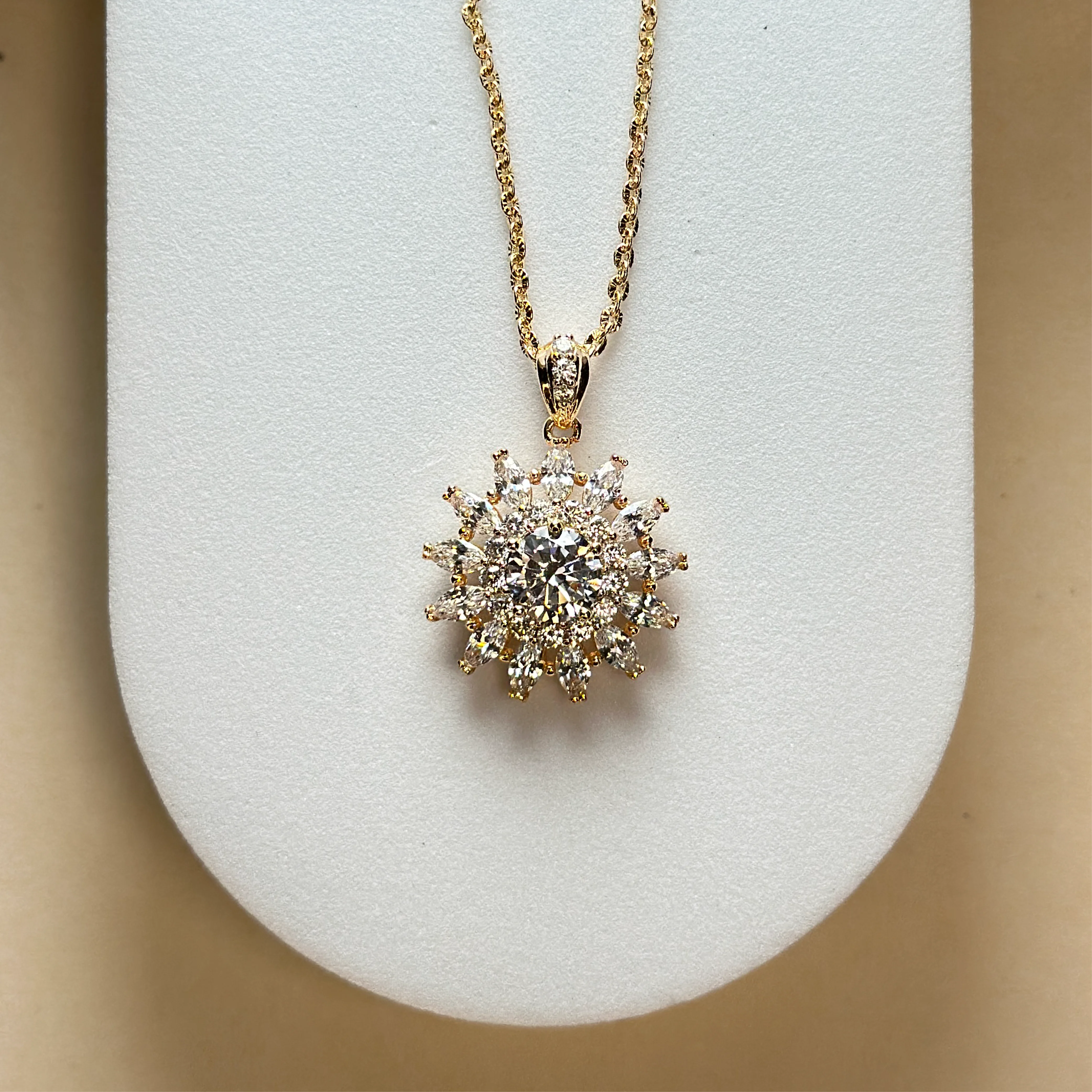 Snow Bloom White Stone Pendant Necklace