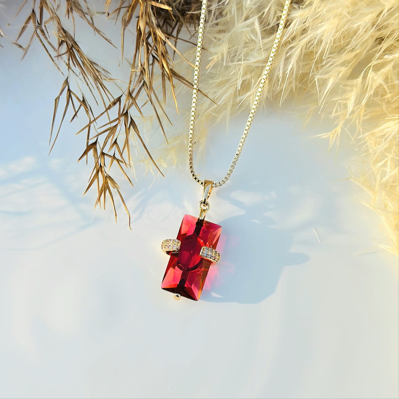 Crimson Cross-Band Pendant