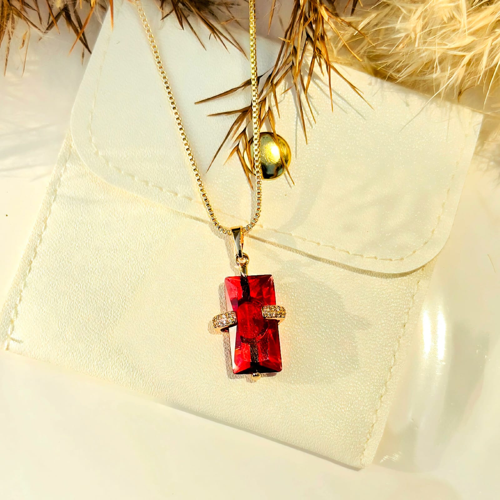 Crimson Cross-Band Pendant