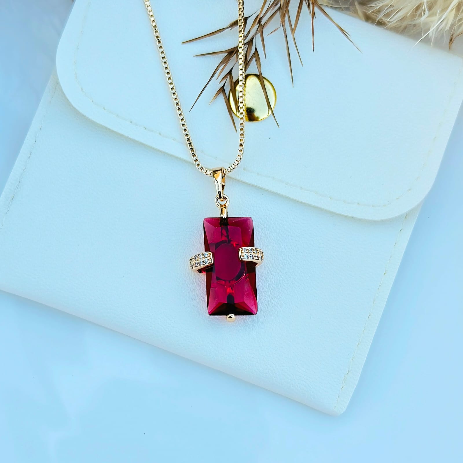 Crimson Cross-Band Pendant
