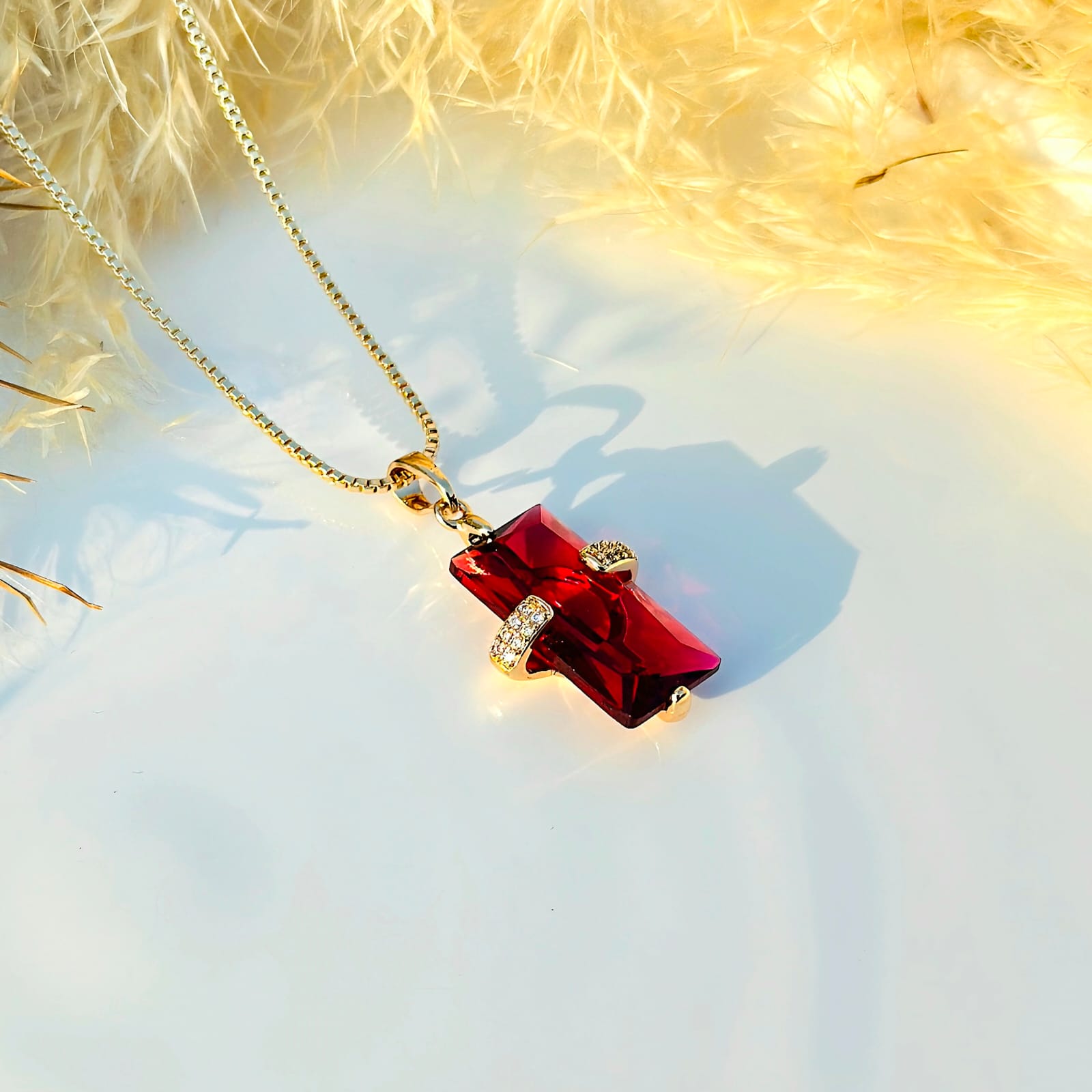 Crimson Cross-Band Pendant