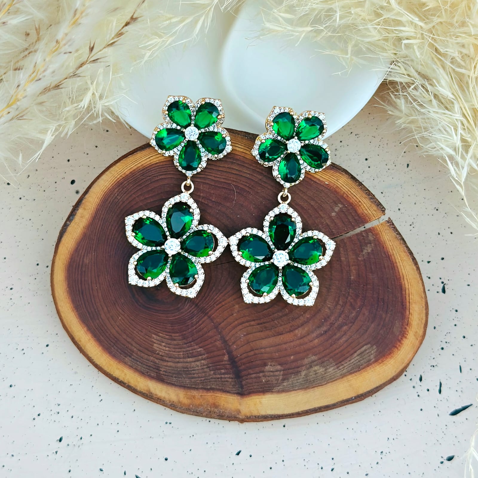 Emerald Bloom Drop Earrings