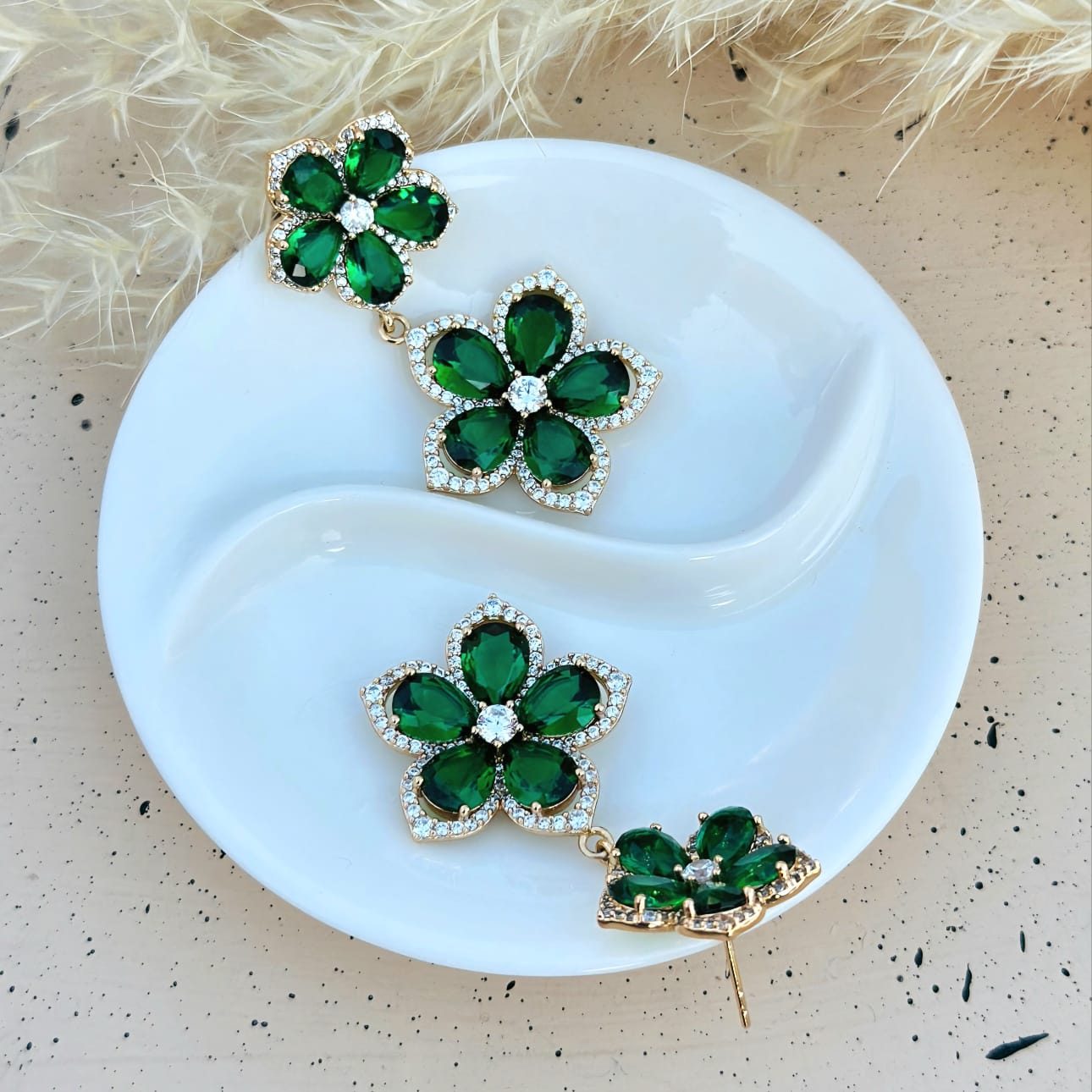 Emerald Bloom Drop Earrings