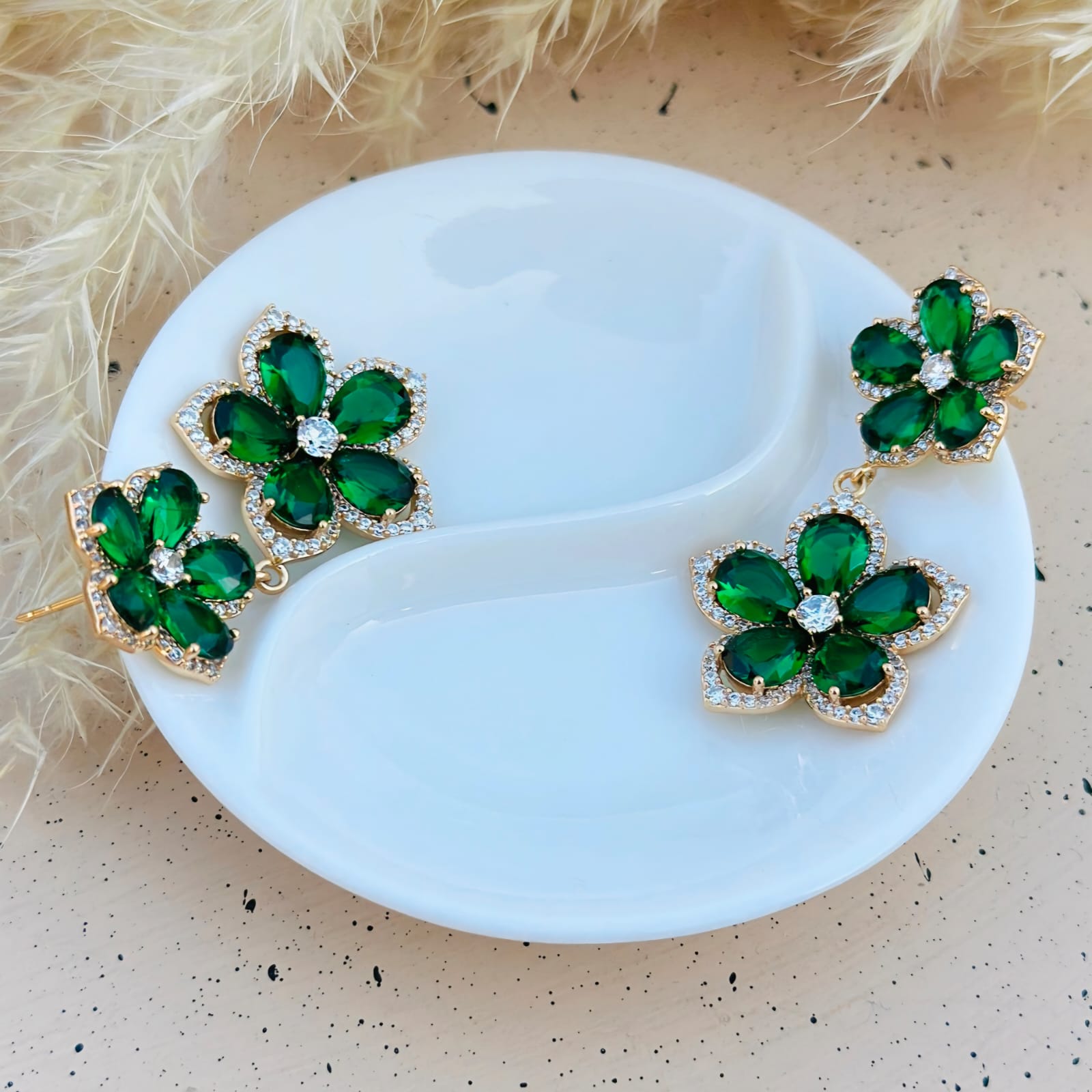 Emerald Bloom Drop Earrings