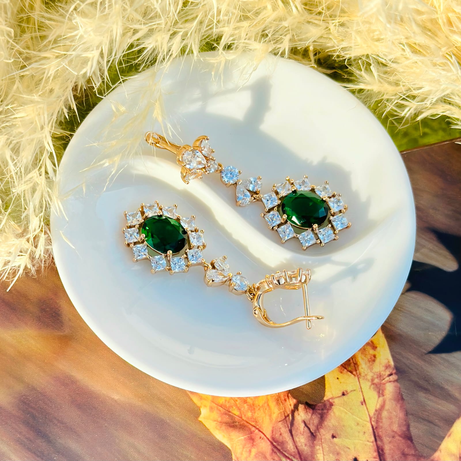 Emerald Oval Statement Drops