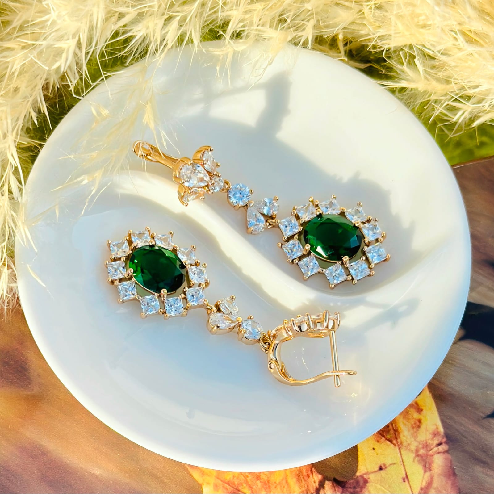 Emerald Oval Statement Drops