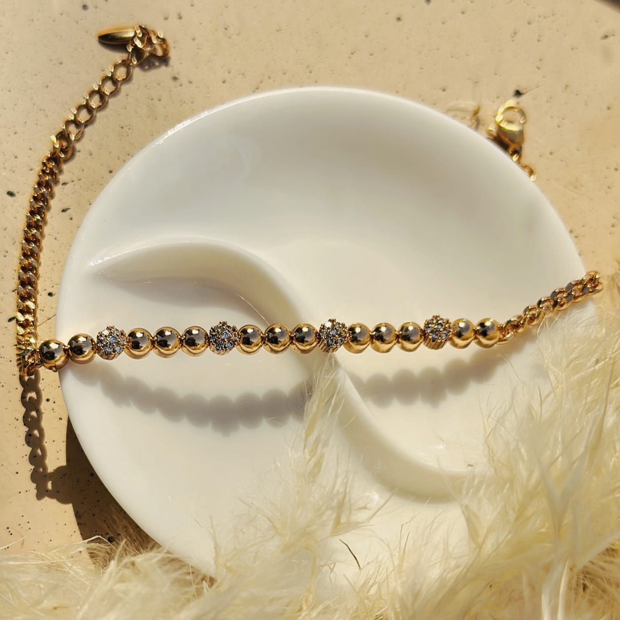 Golden Bead & Sparkle Bracelet