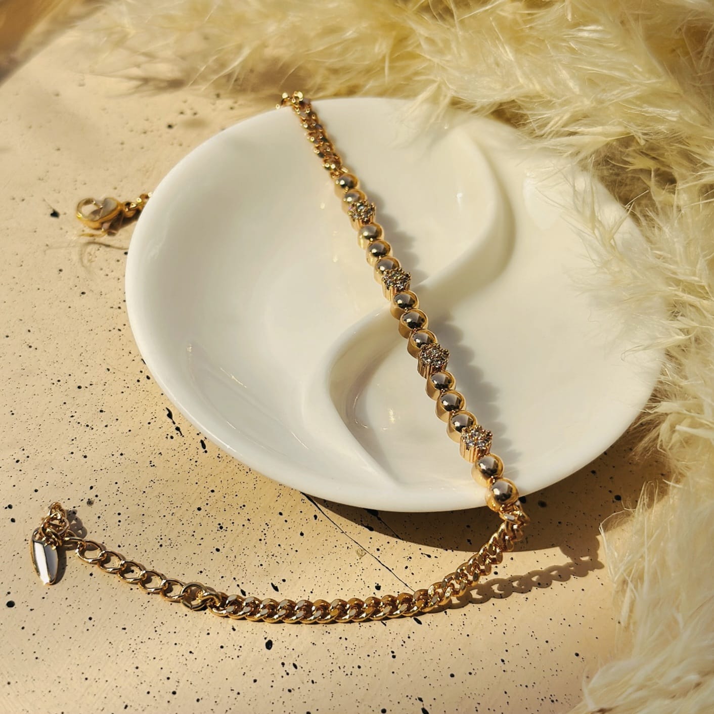 Golden Bead & Sparkle Bracelet