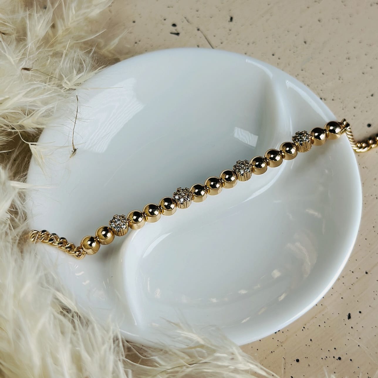 Golden Bead & Sparkle Bracelet