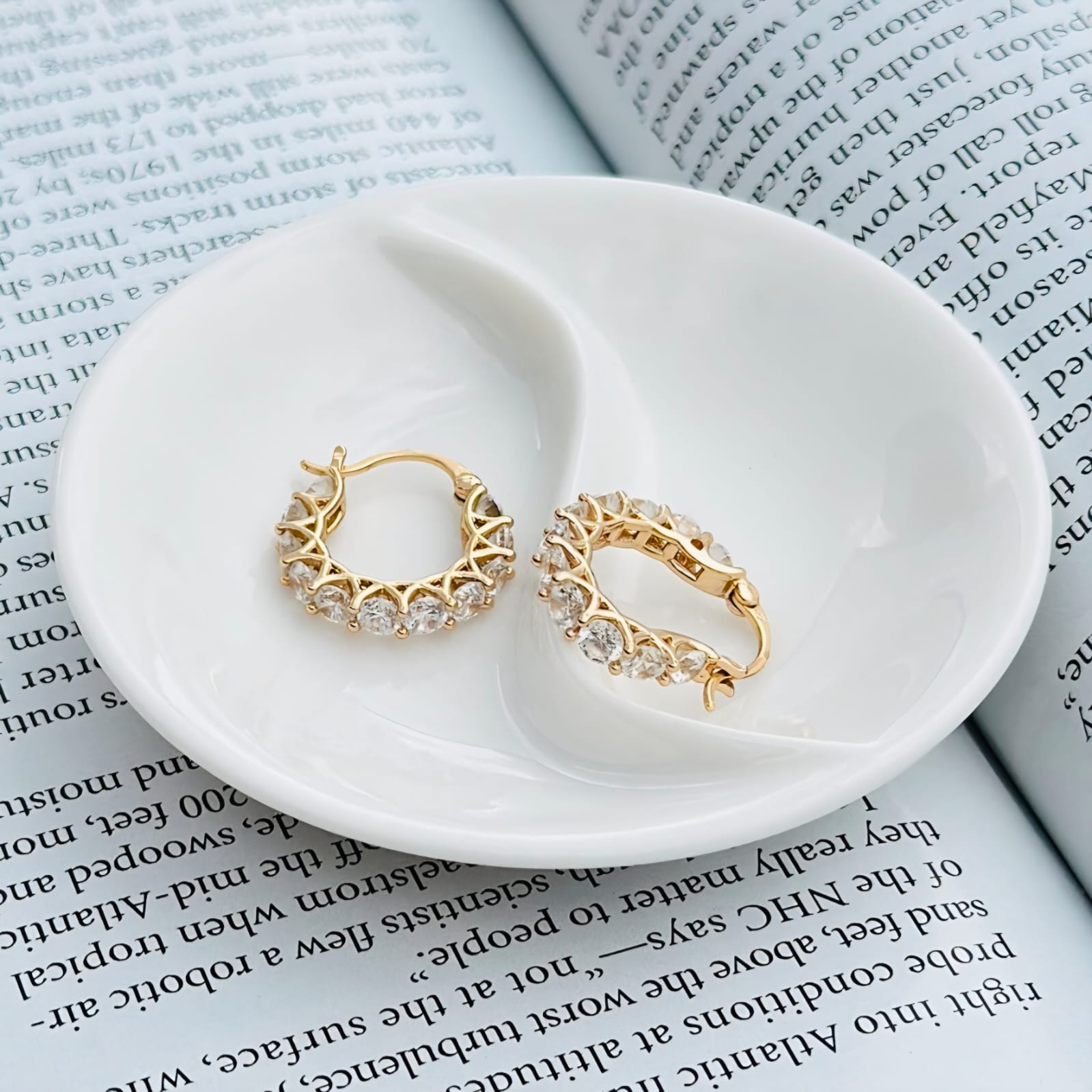 Golden Crystal Hoops