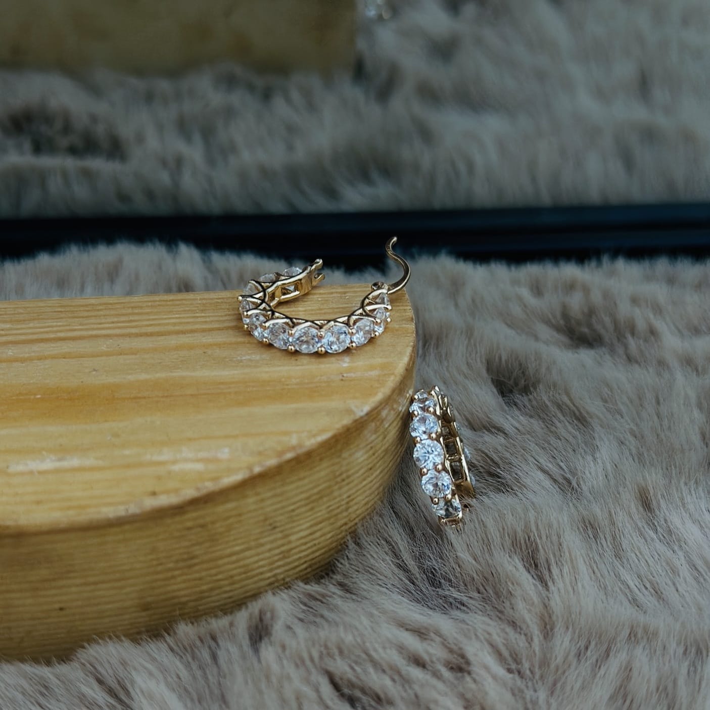 Golden Crystal Hoops