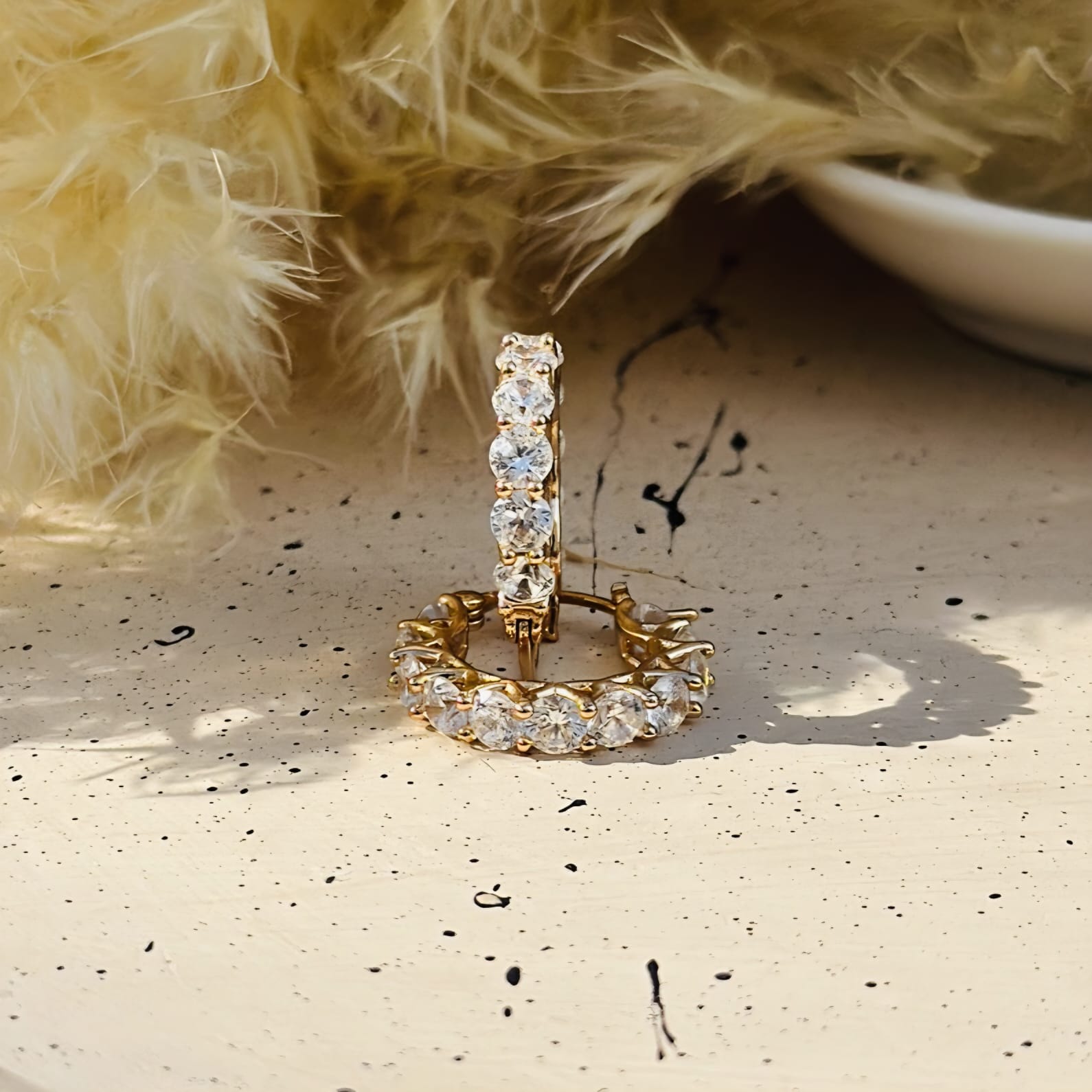 Golden Crystal Hoops
