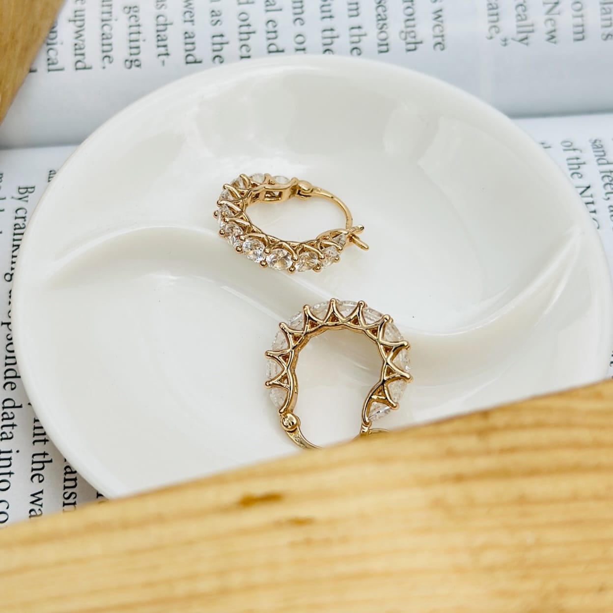 Golden Crystal Hoops