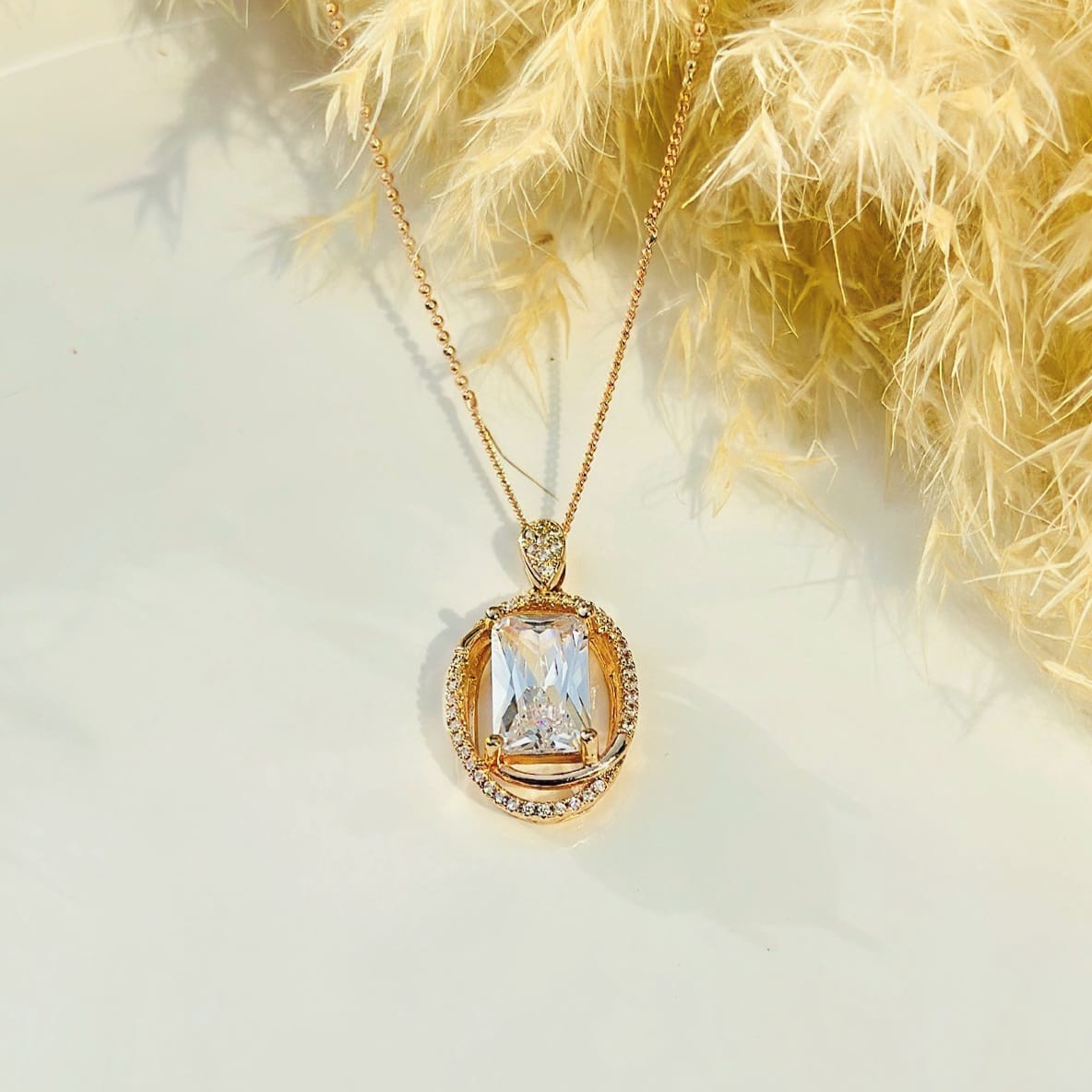 Rectangular Crystal Solitaire Pendant